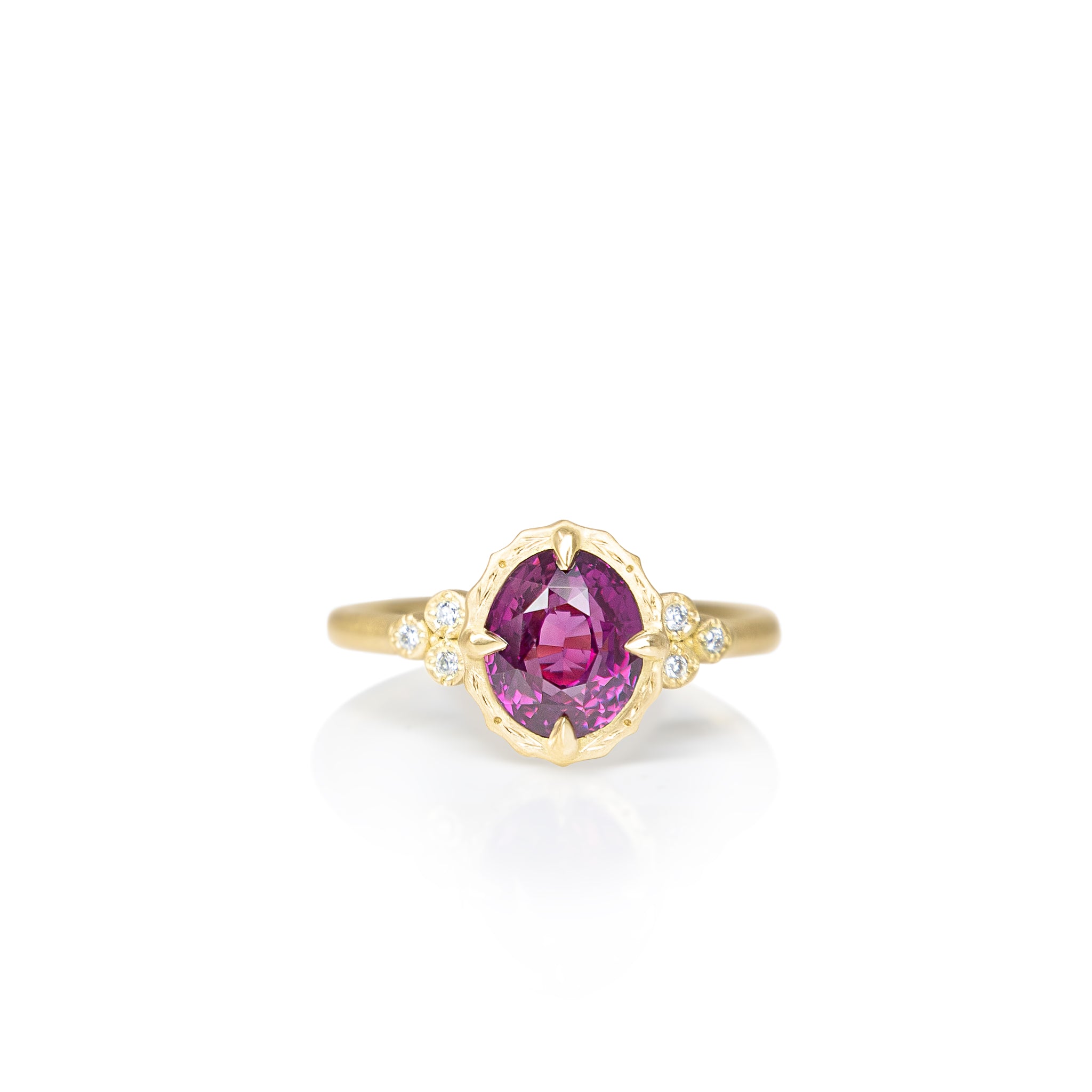 Pink Sapphire Engraved Ring