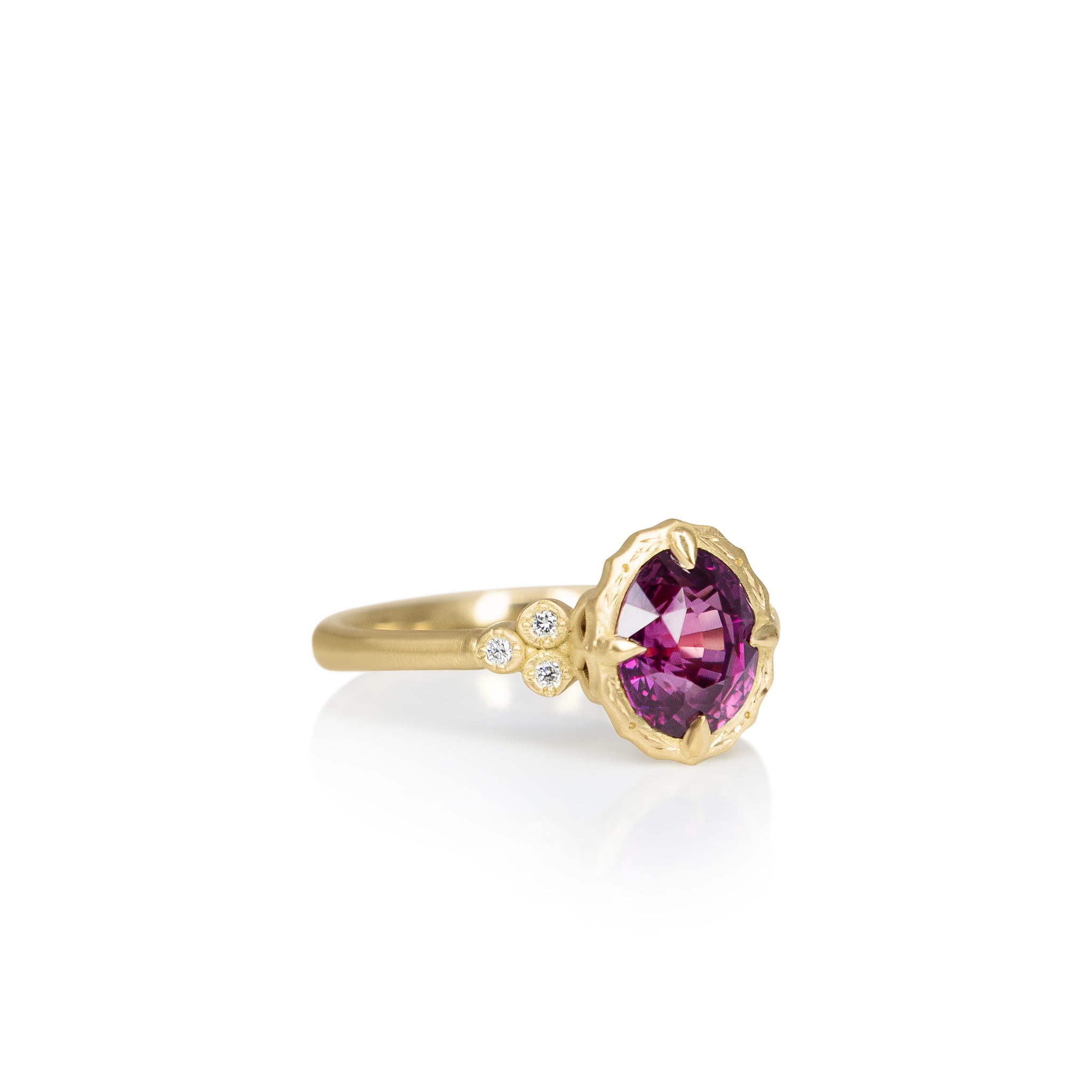 Pink Sapphire Engraved Ring