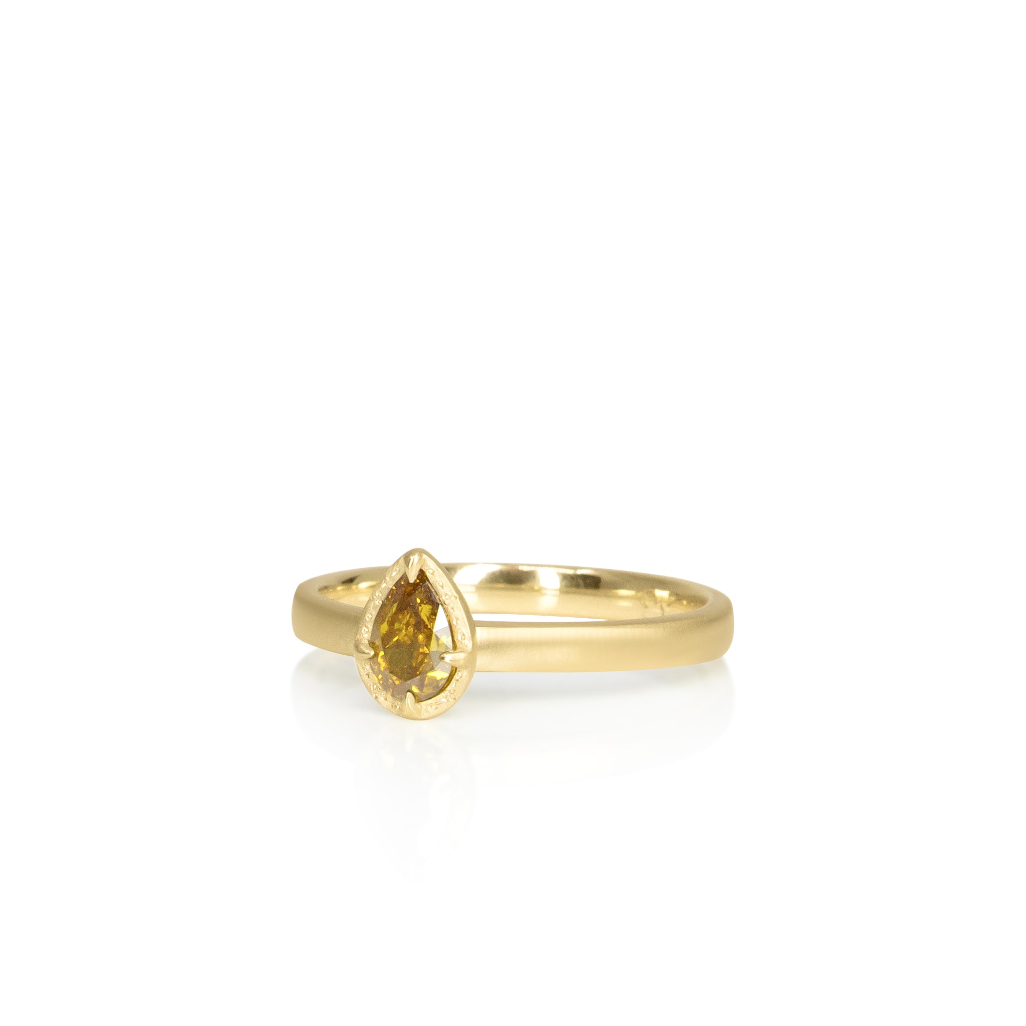 Orange Pear Diamond Stackable Ring