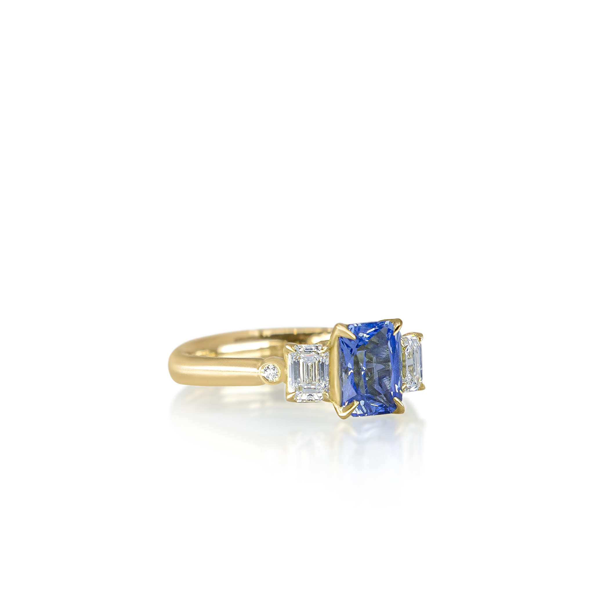 Step Cut Sapphire Rambling Rose Ring