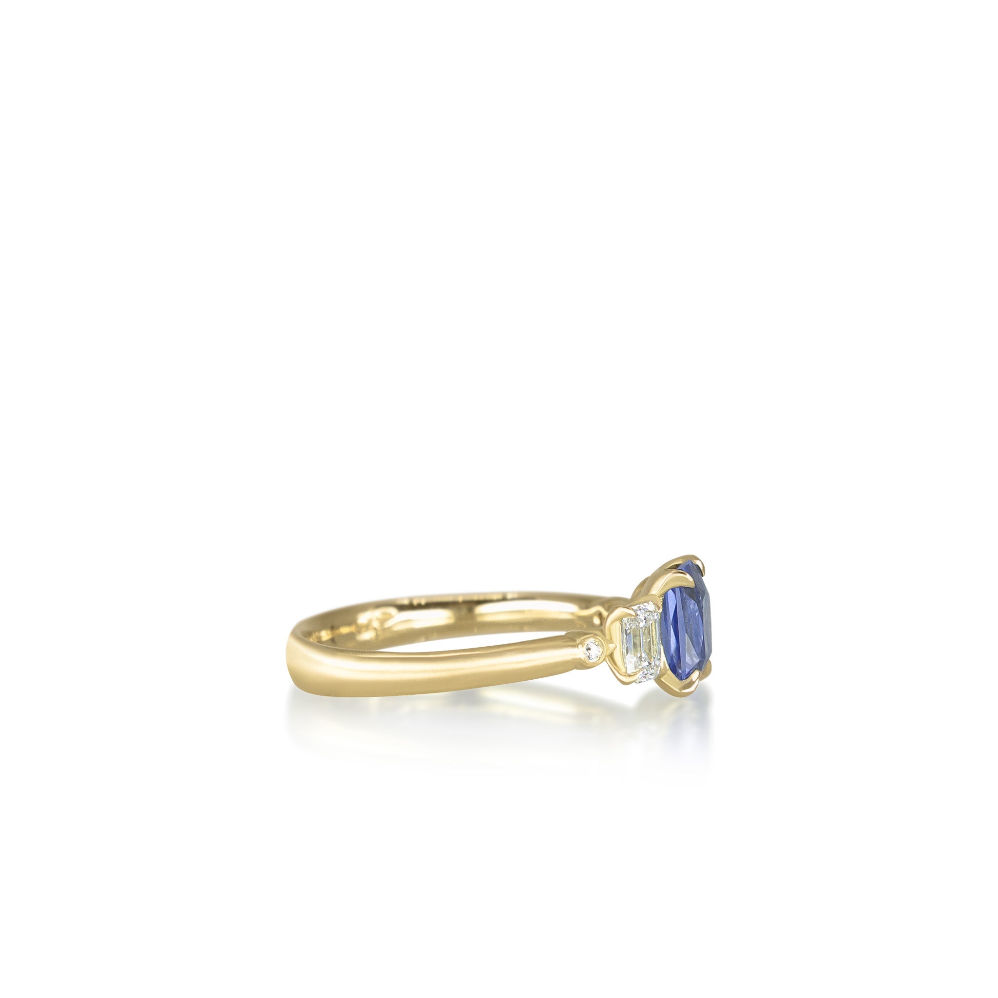 Step Cut Sapphire Rambling Rose Ring
