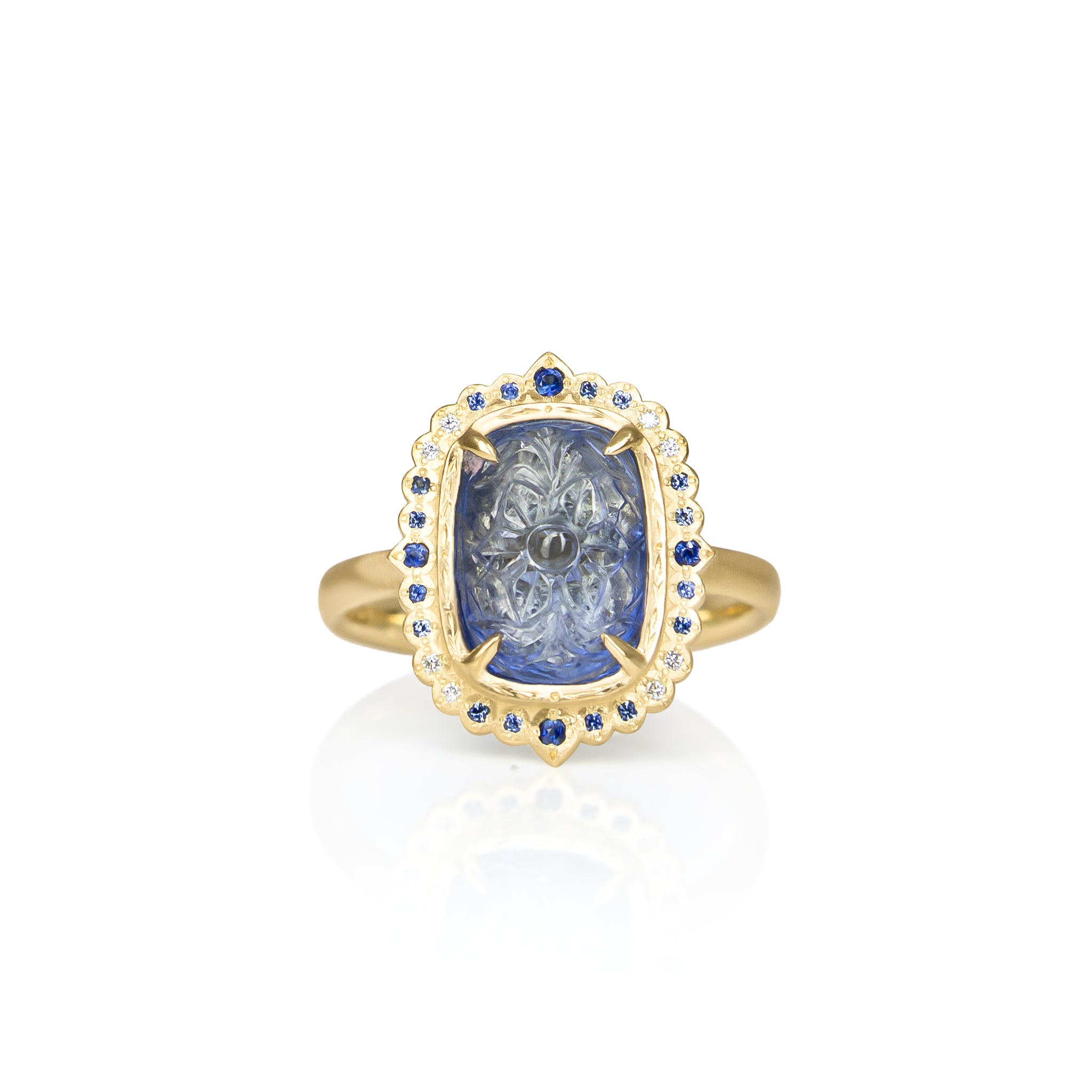 Carved Sapphire Ring