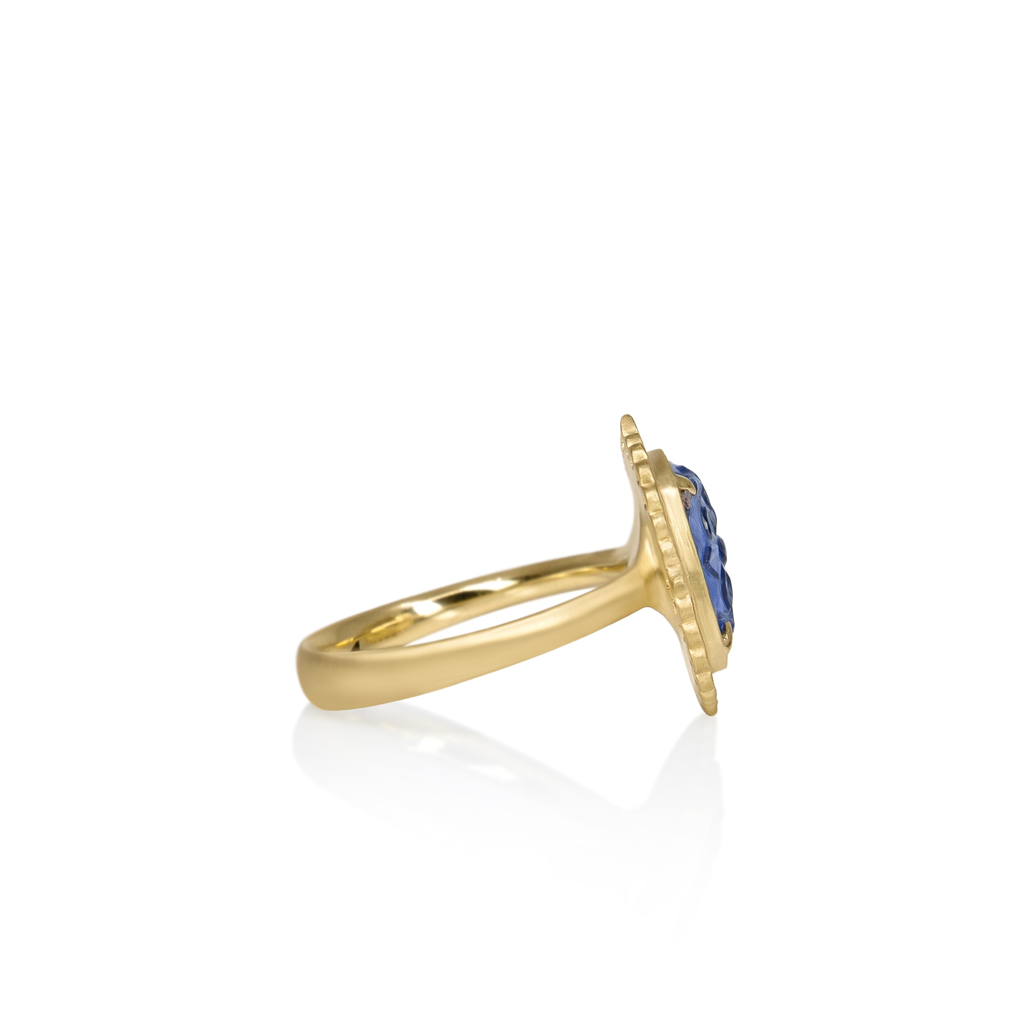 Carved Sapphire Ring