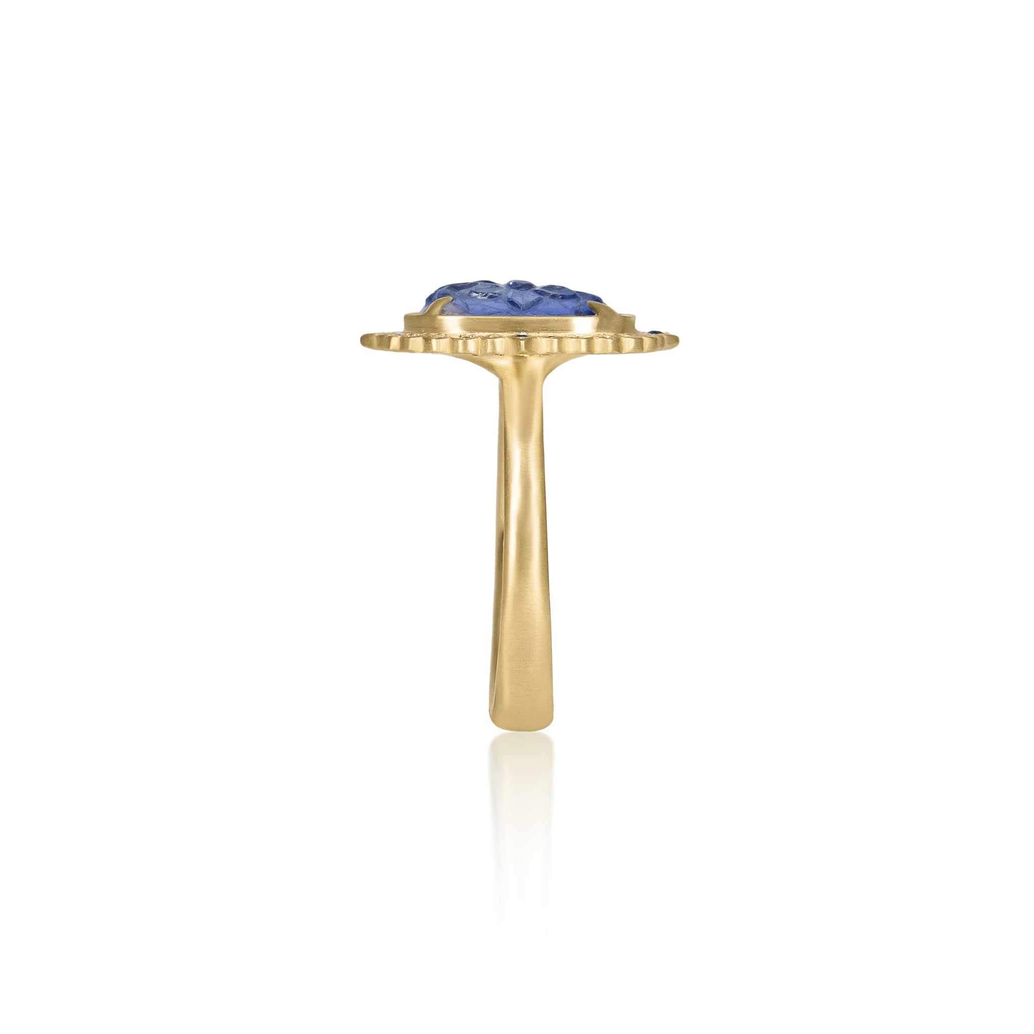 Carved Sapphire Ring