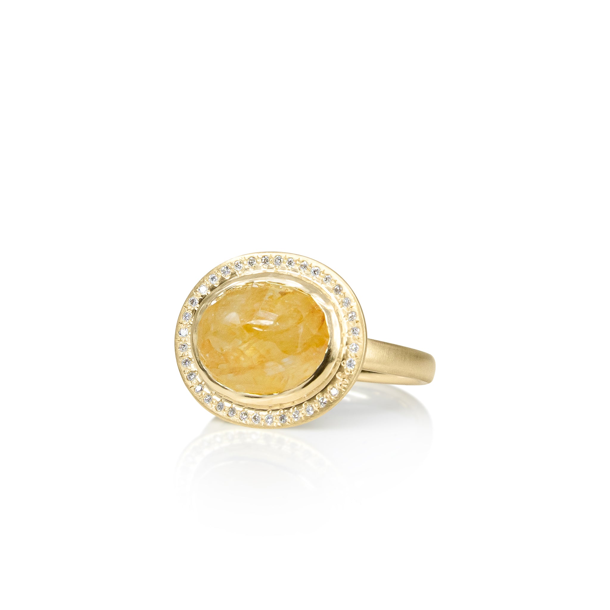 Halo Yellow Sapphire Ring