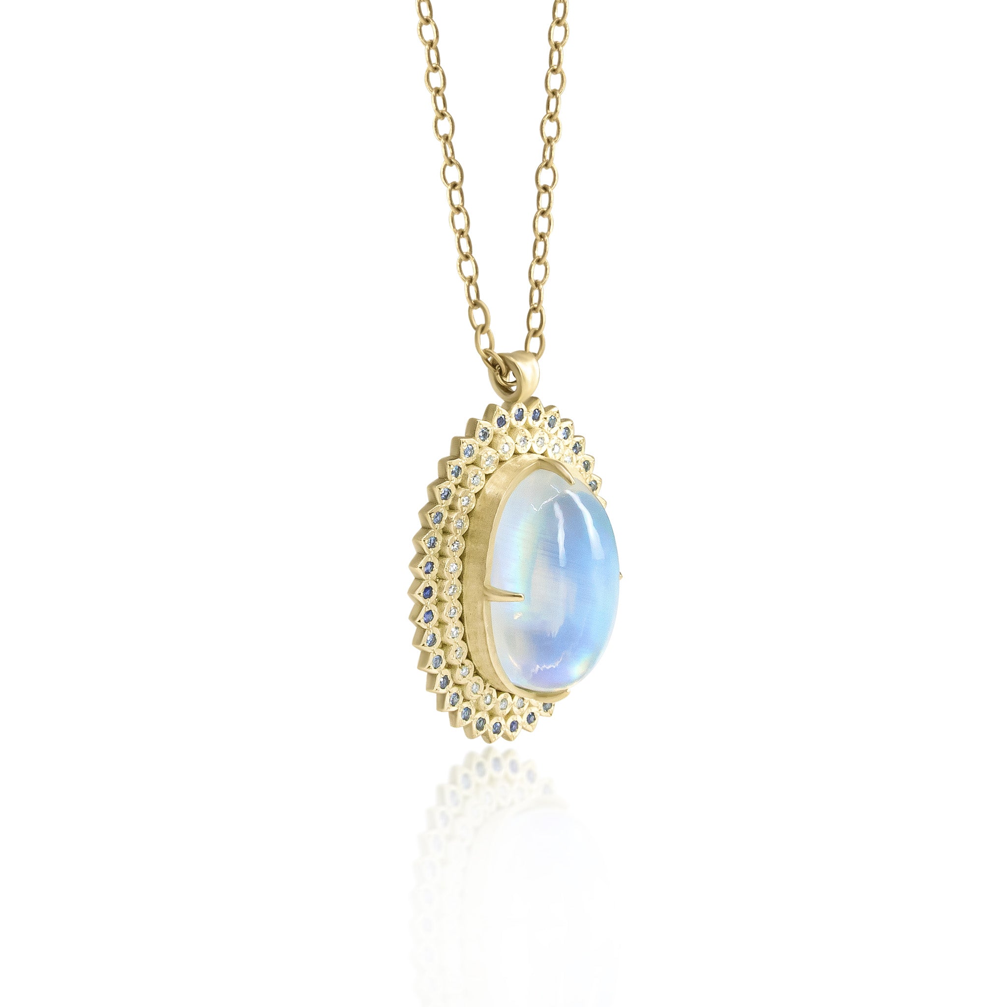 Moonstone Double Halo Pendant