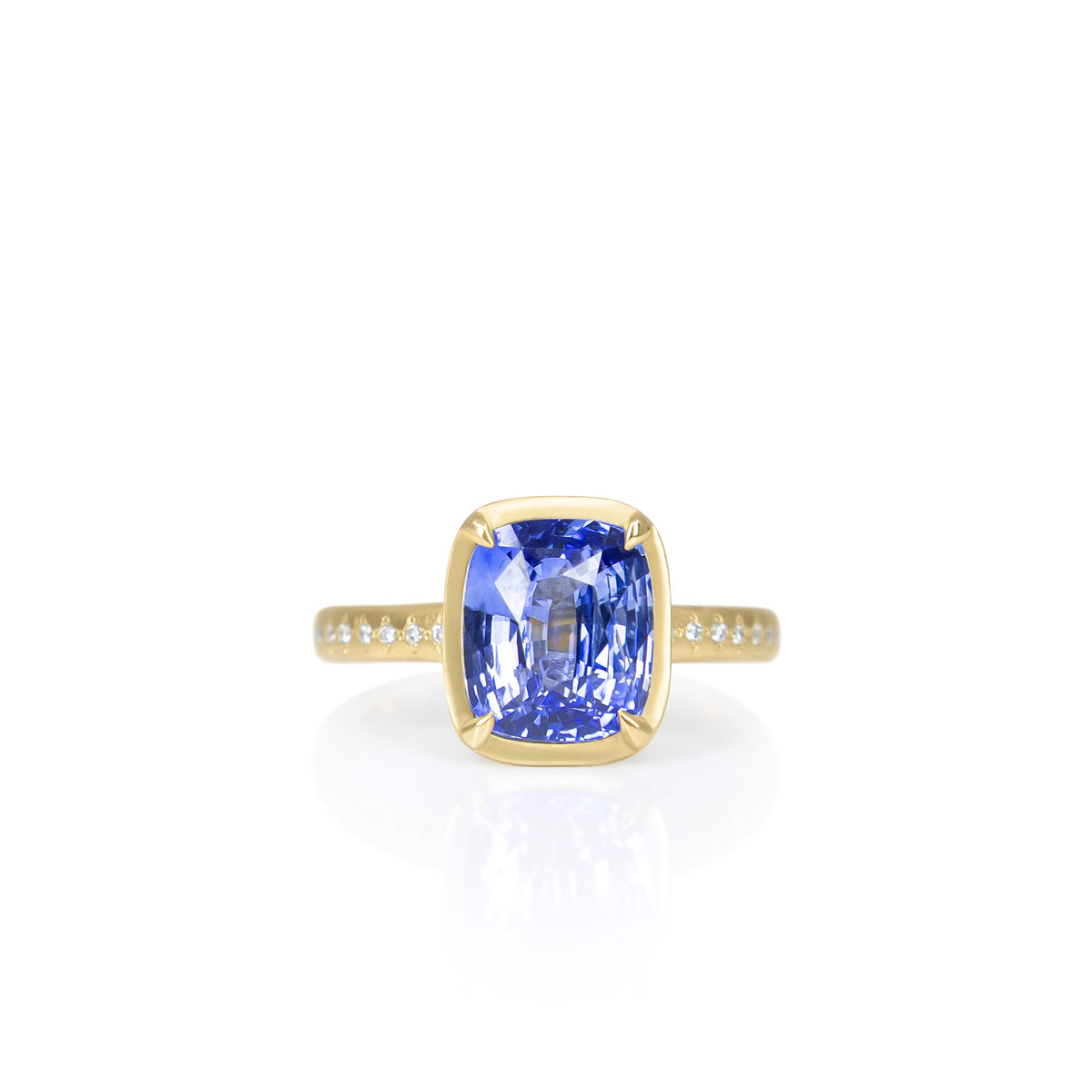 Cushion Blue Sapphire Polaris Ring