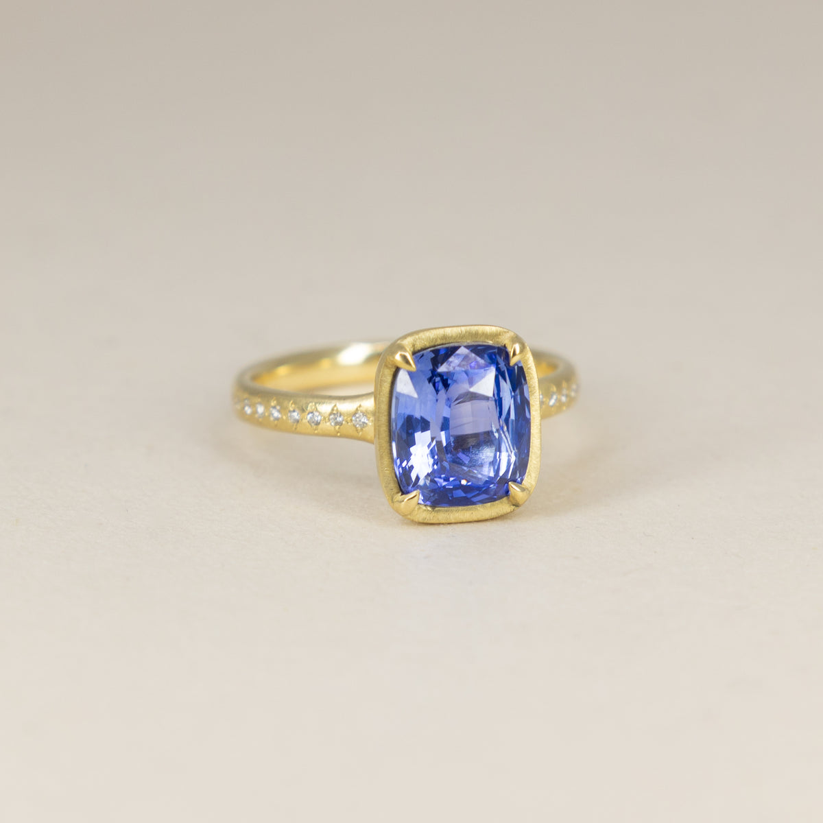 Cushion Blue Sapphire Polaris Ring