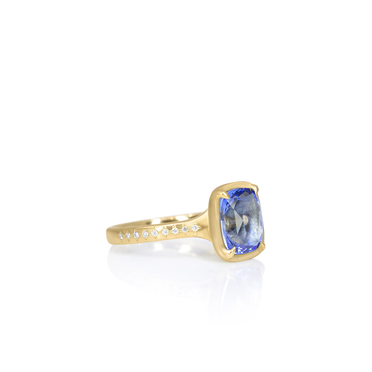 Cushion Blue Sapphire Polaris Ring