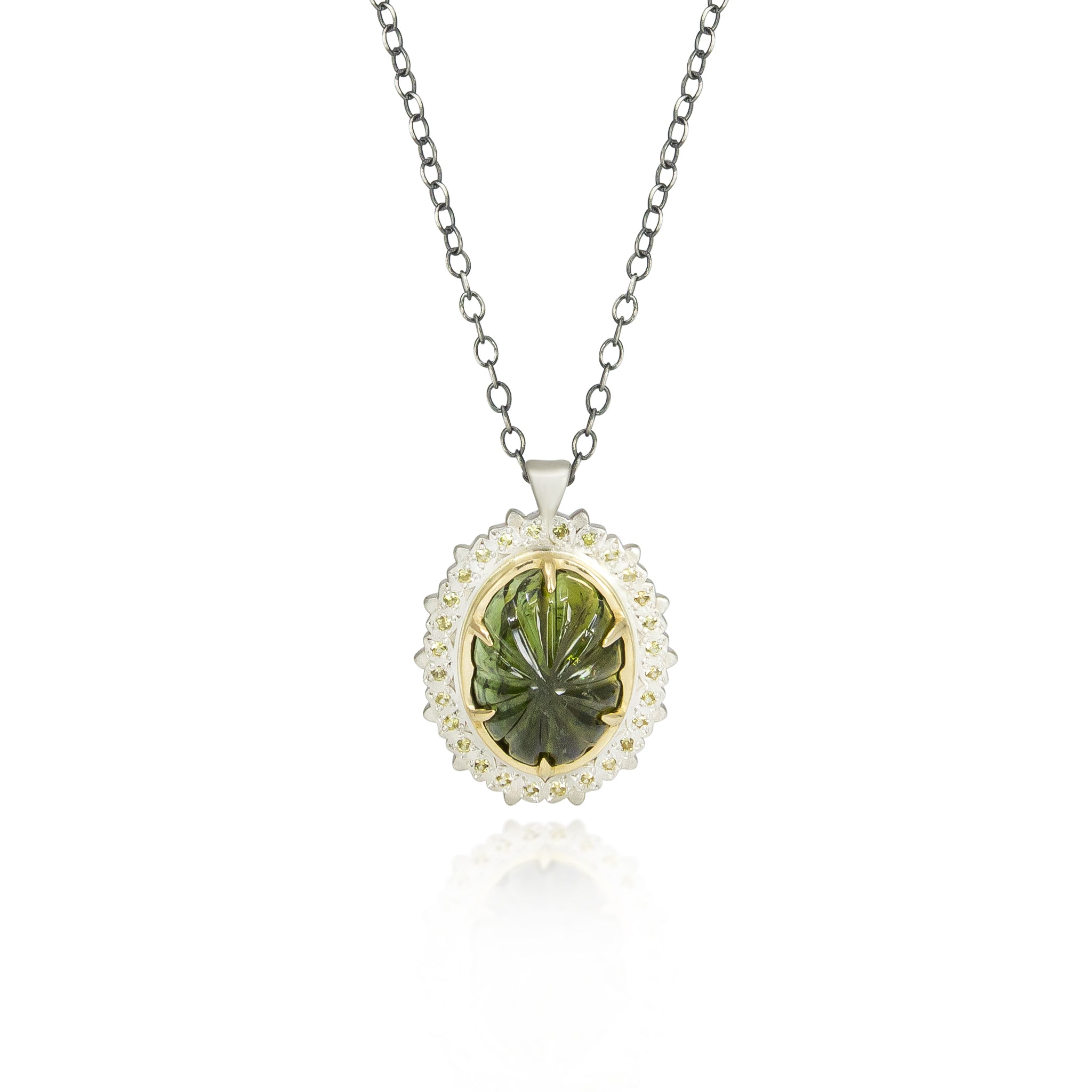 Carved Green Tourmaline Pendant
