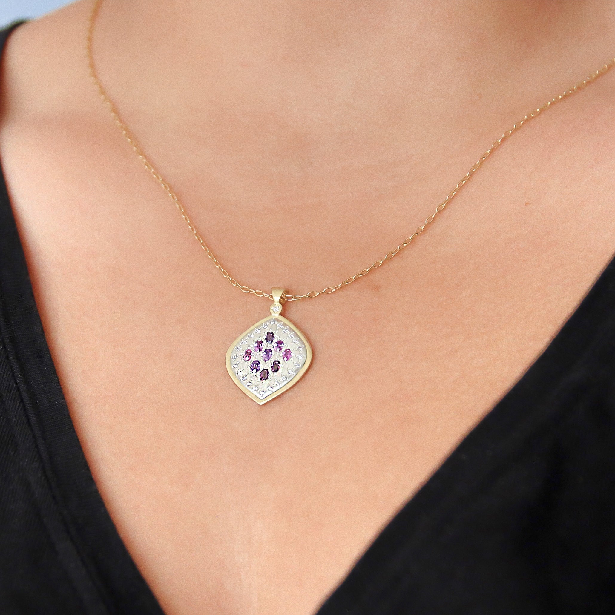 Mixed Metal Sapphire Pendant