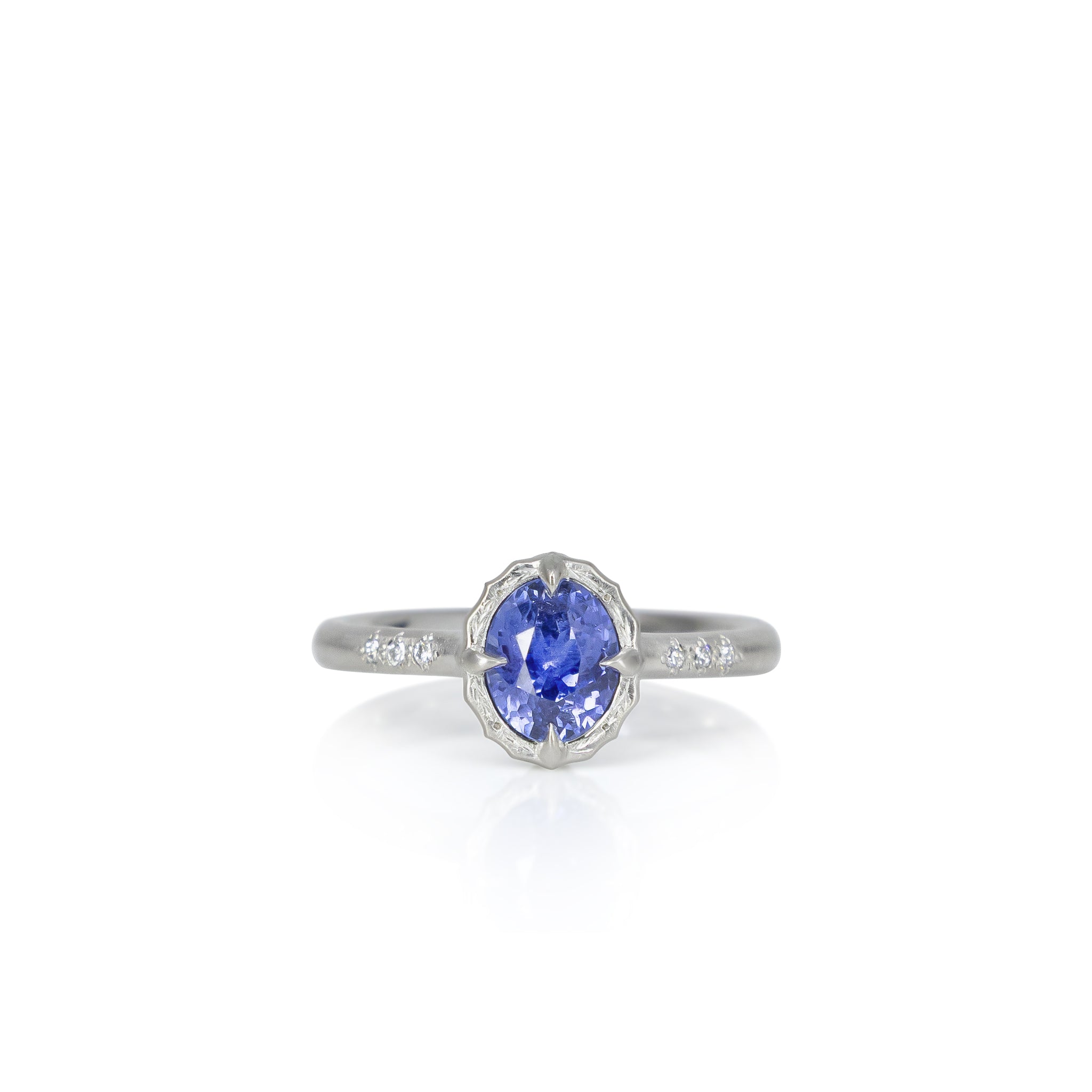 Oval Sapphire Lotus Ring - 1.21ct