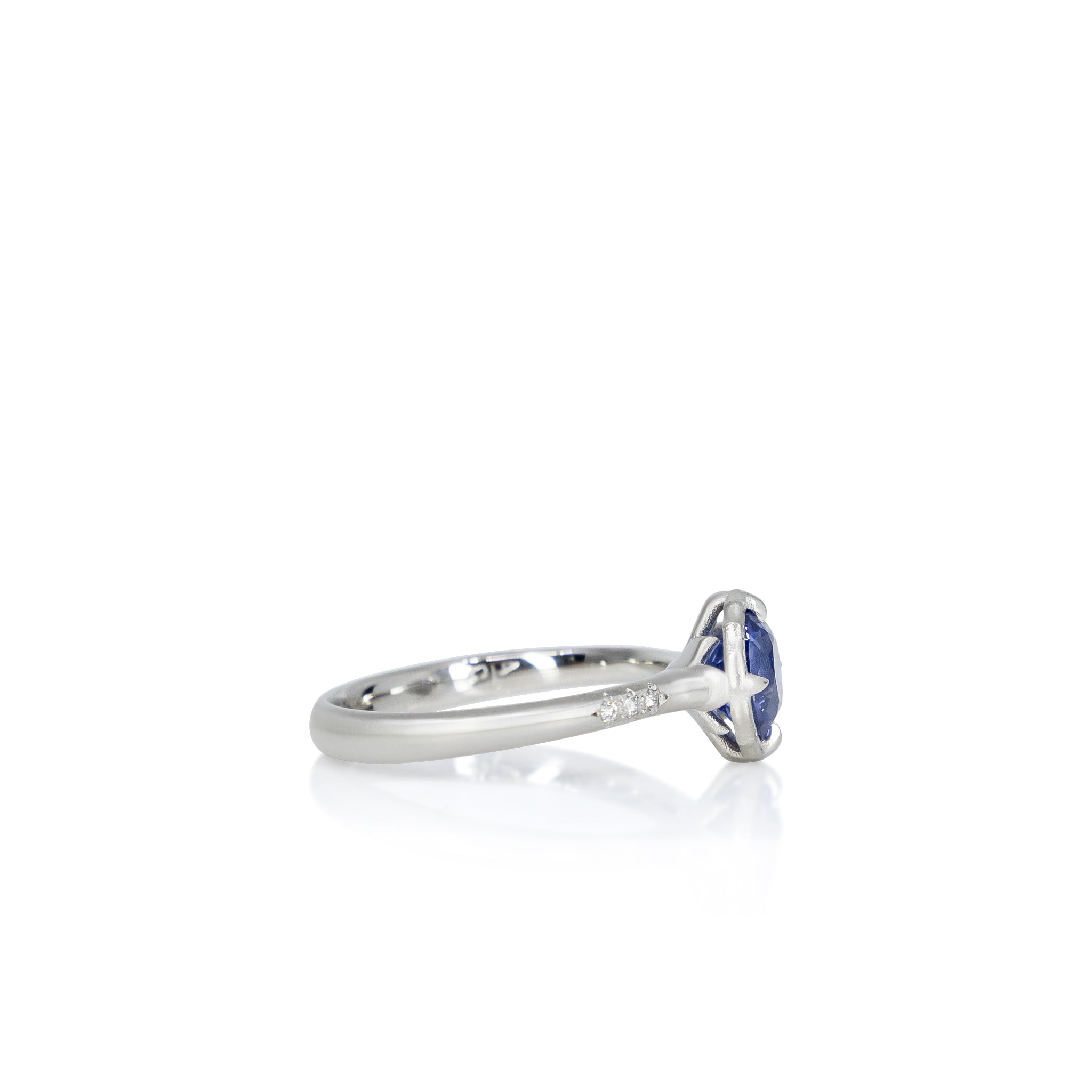 Oval Sapphire Platinum Lotus Ring