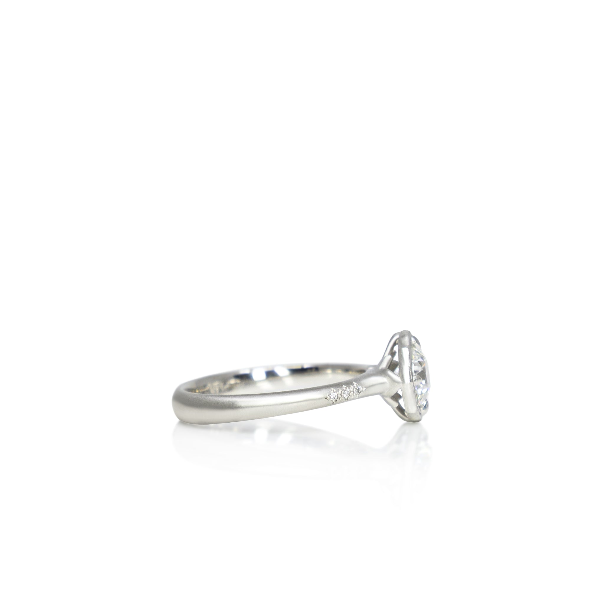 Platinum Round Lotus Ring