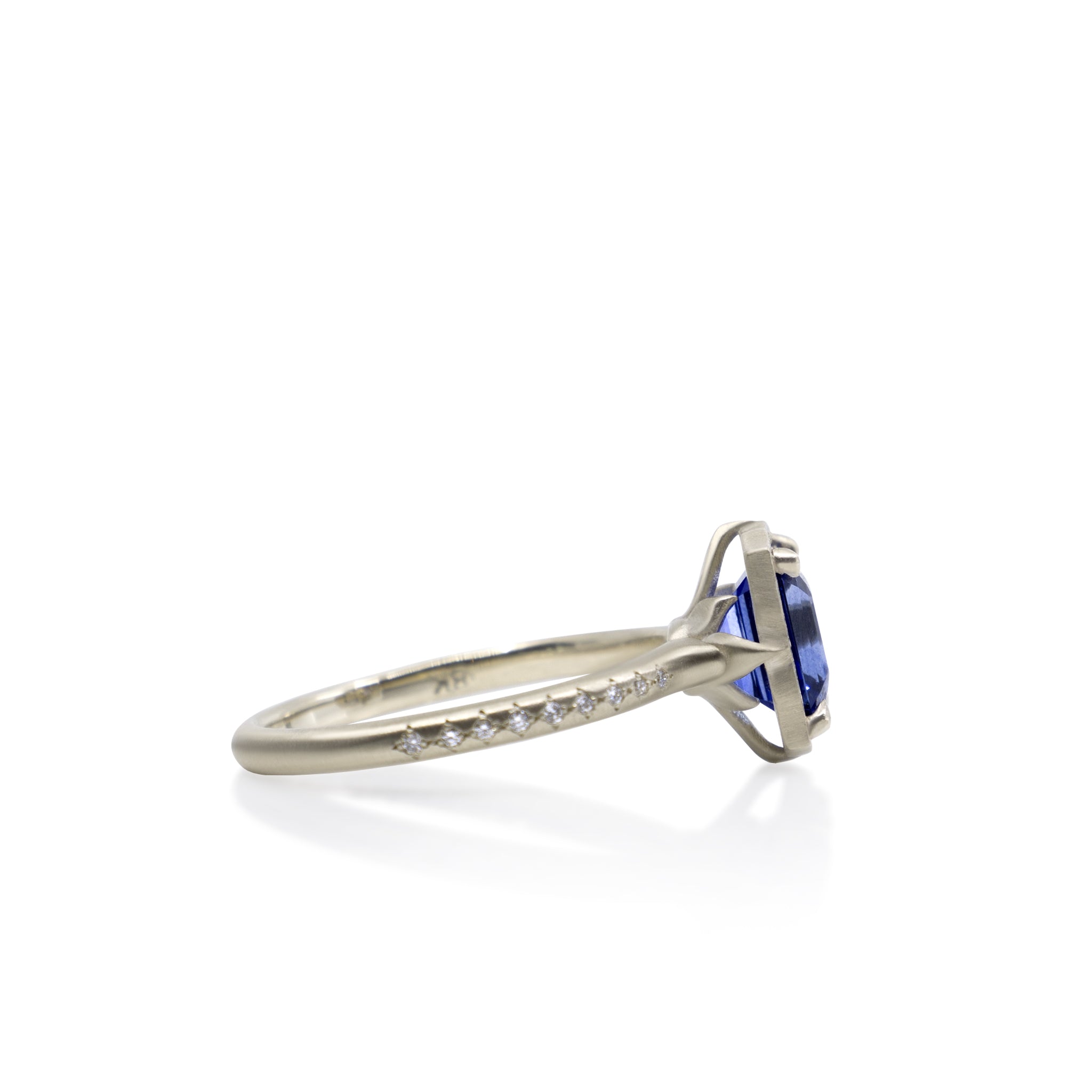 Emerald Cut Sapphire Lotus Ring - 2.05ct