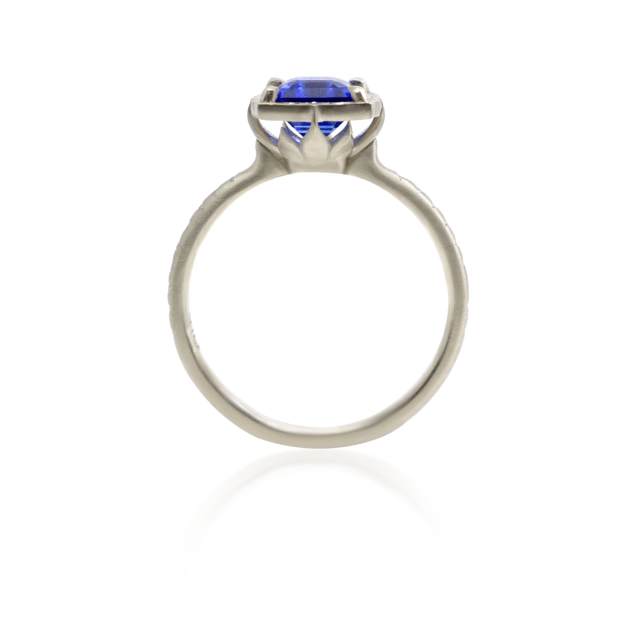 Emerald Cut Sapphire Lotus Ring - 2.05ct