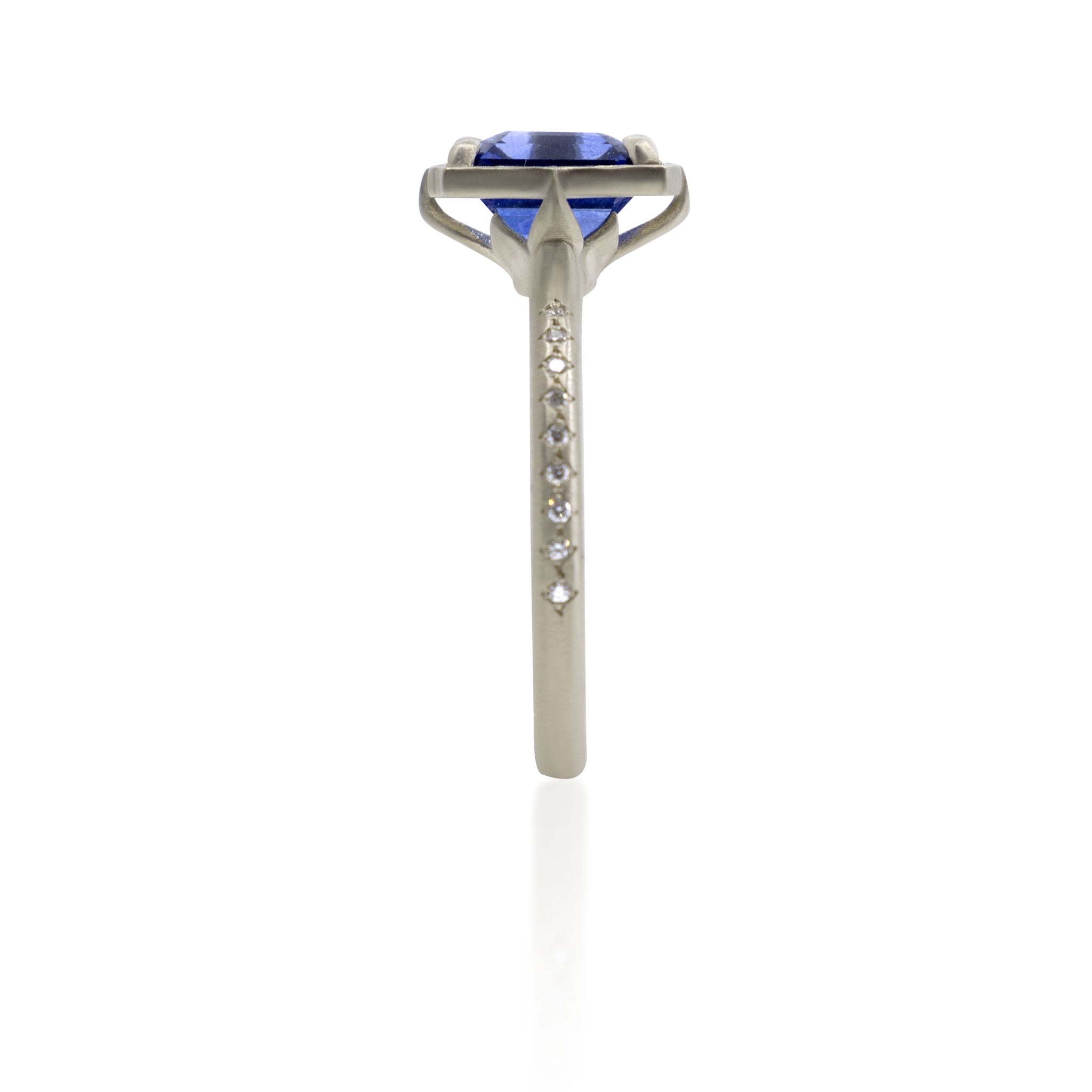 Emerald Cut Sapphire Lotus Ring - 2.05ct