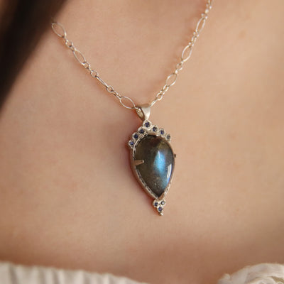 Labradorite and Sapphire Pendant