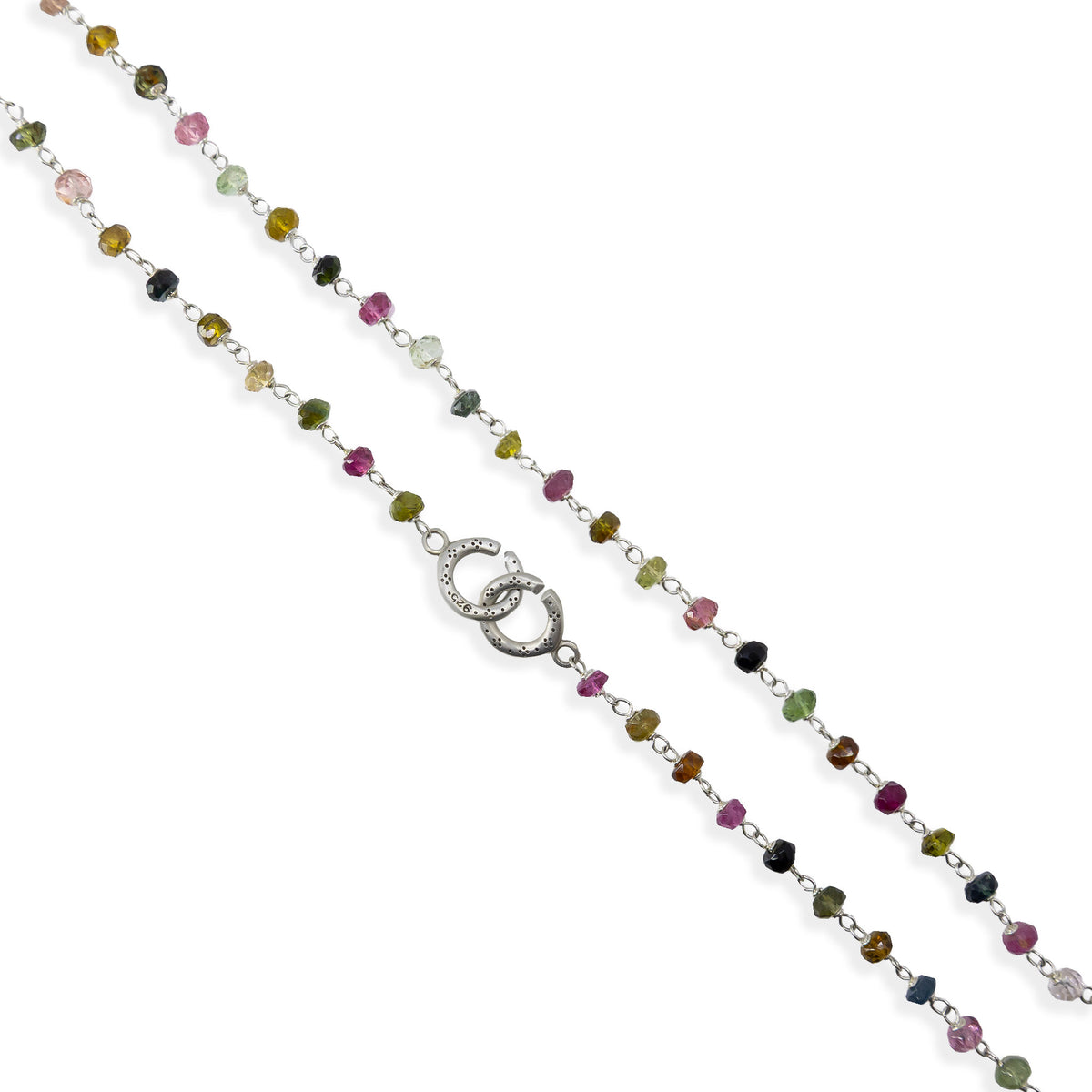 Tourmaline Beaded Silver Necklace - 16 Inches