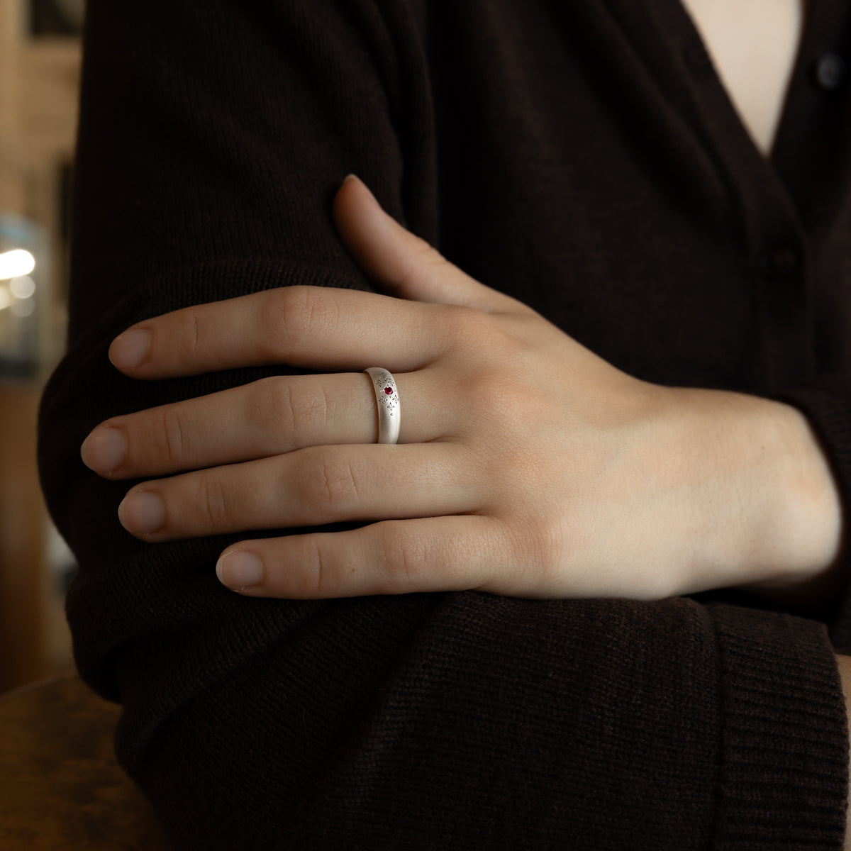 Tapered Silver Moon Band
