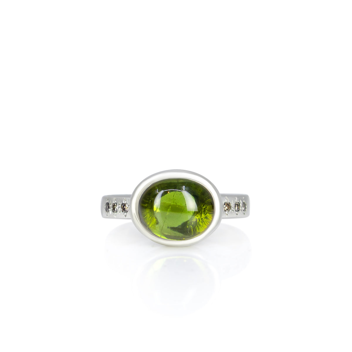 East West Green Tourmaline Ring