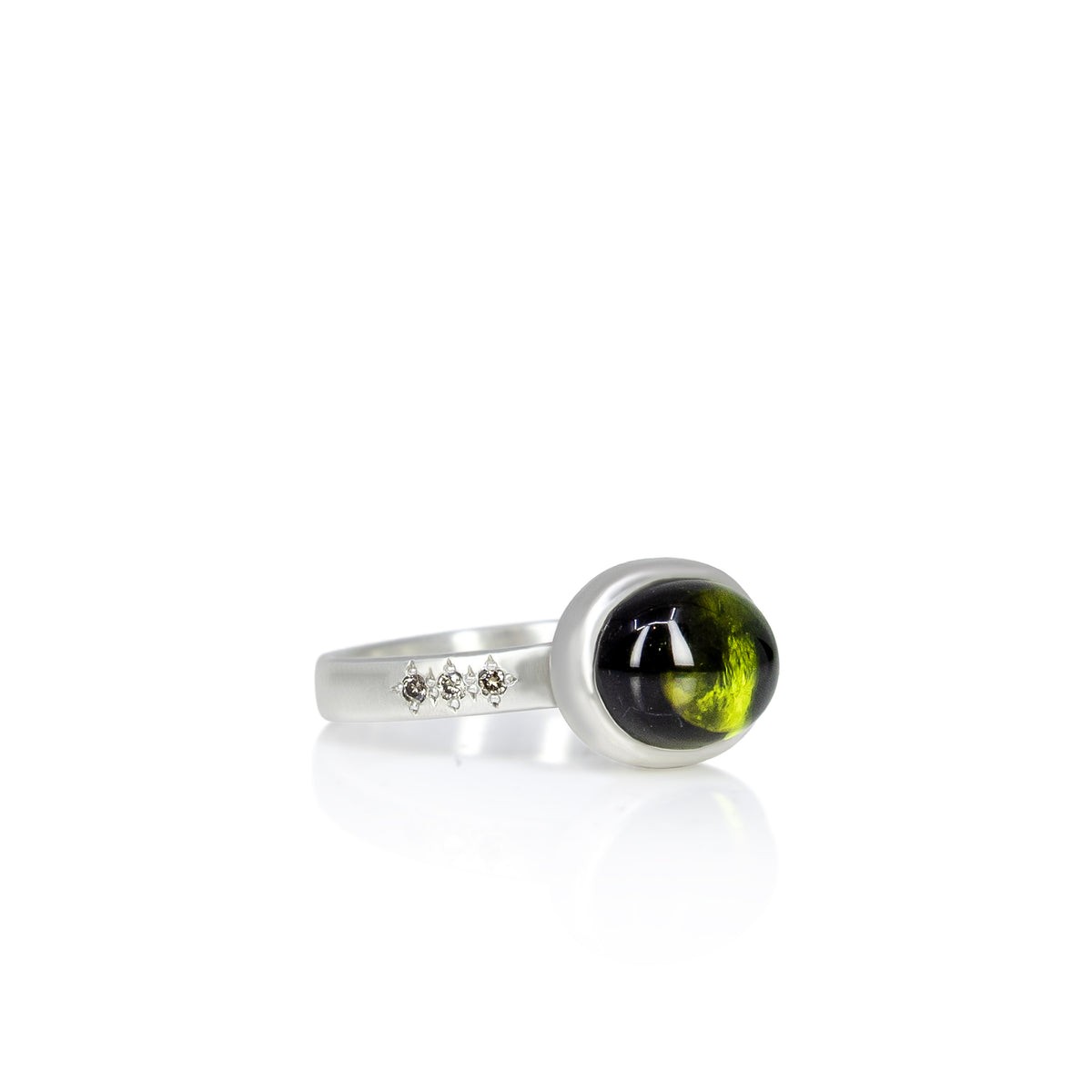 East West Green Tourmaline Ring