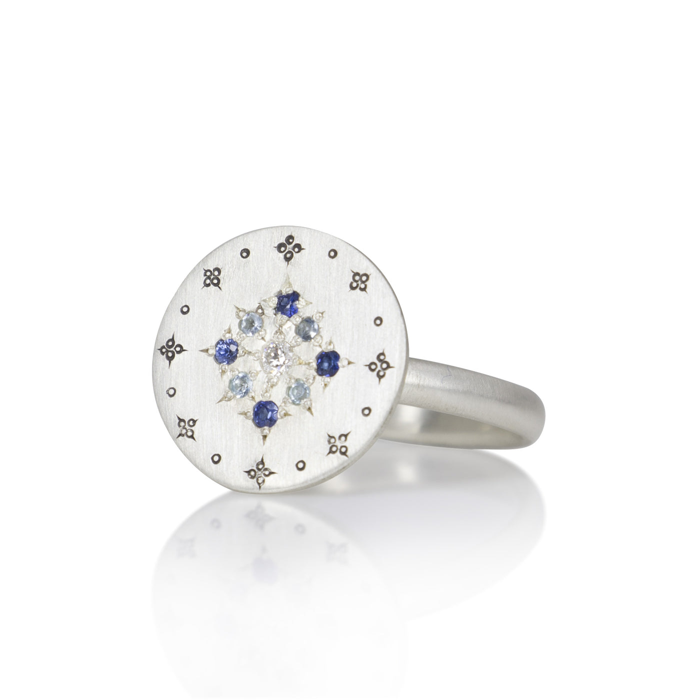 Engraved Diamond & Sapphire RIng