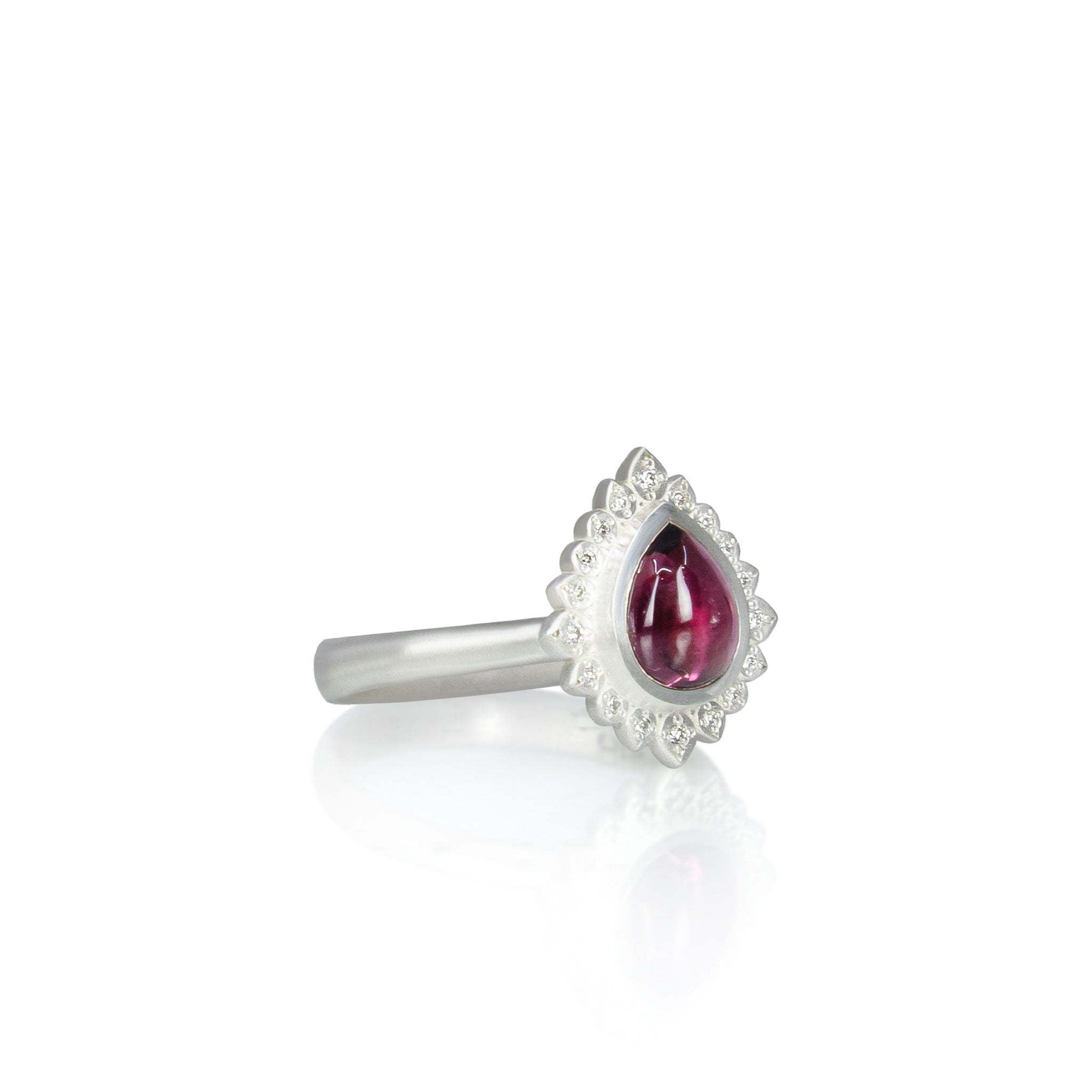 Pink Tourmaline Silver Flame Ring - 1.38ct