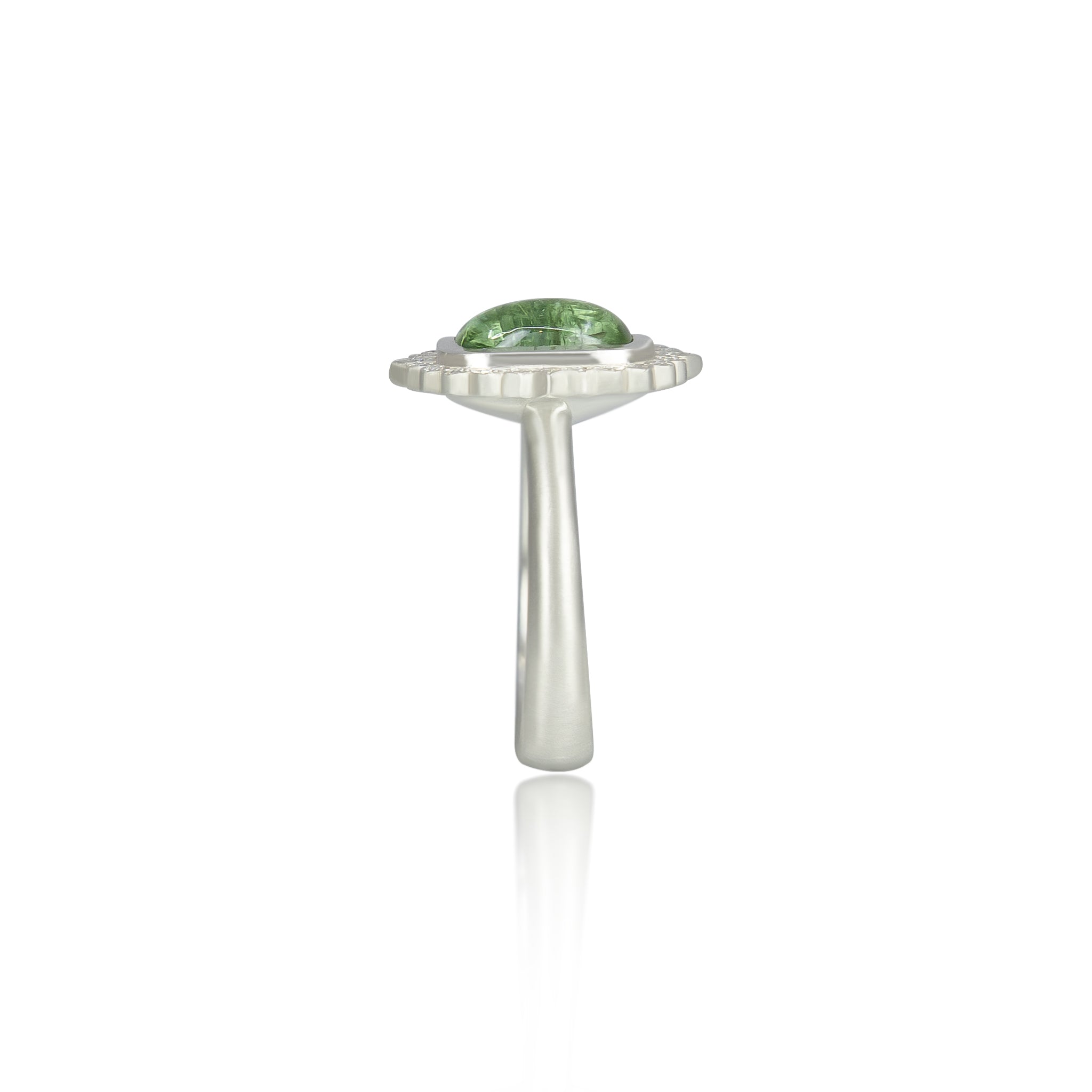 Green Tourmaline Silver Flame Ring - 2.71ct