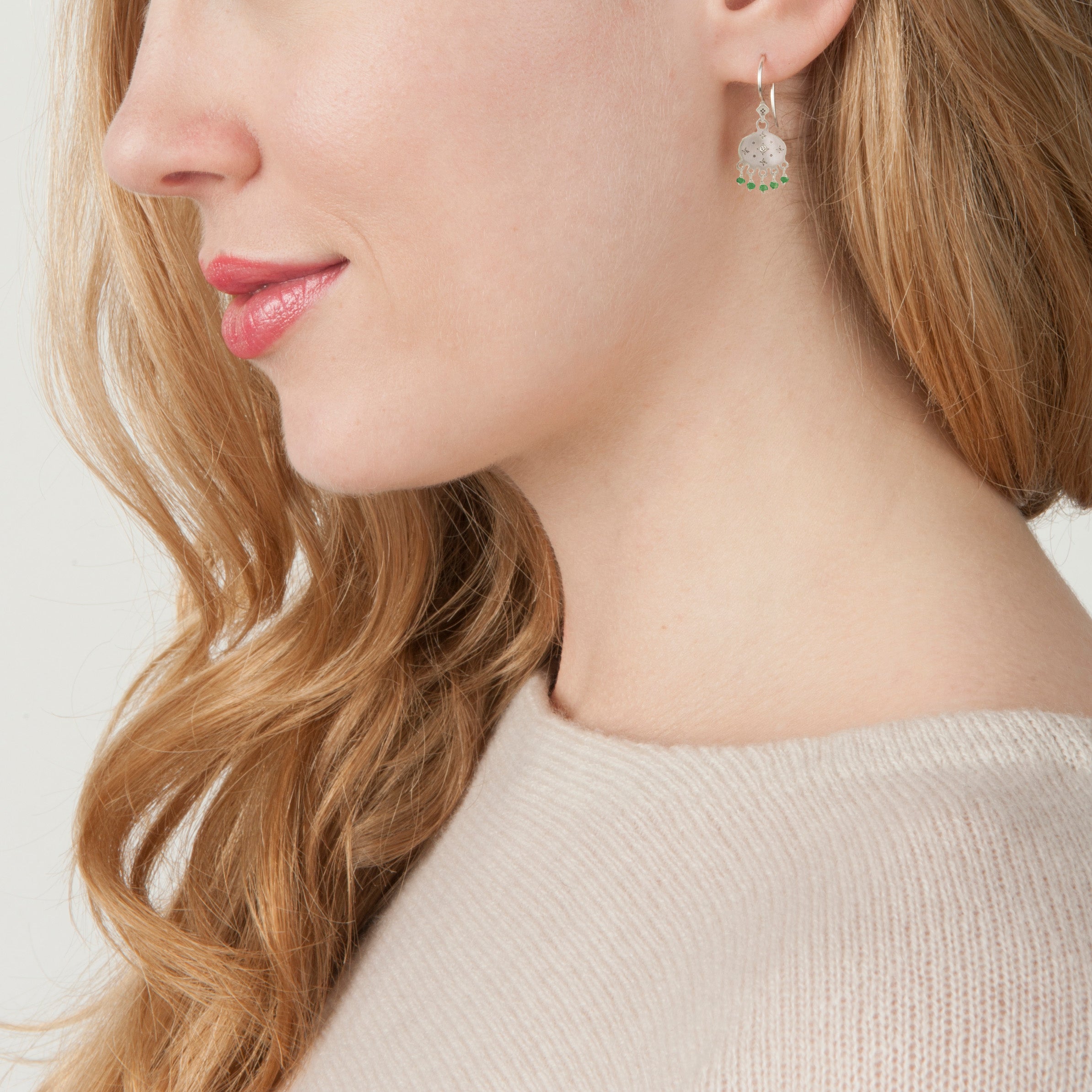 Beaded New Moon Earrings