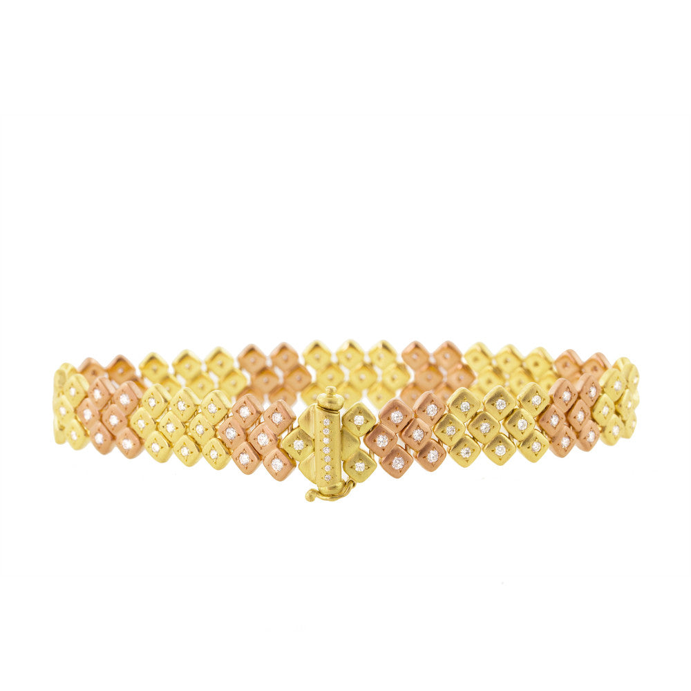Pink and Yellow Gold Mosaic Bracelet