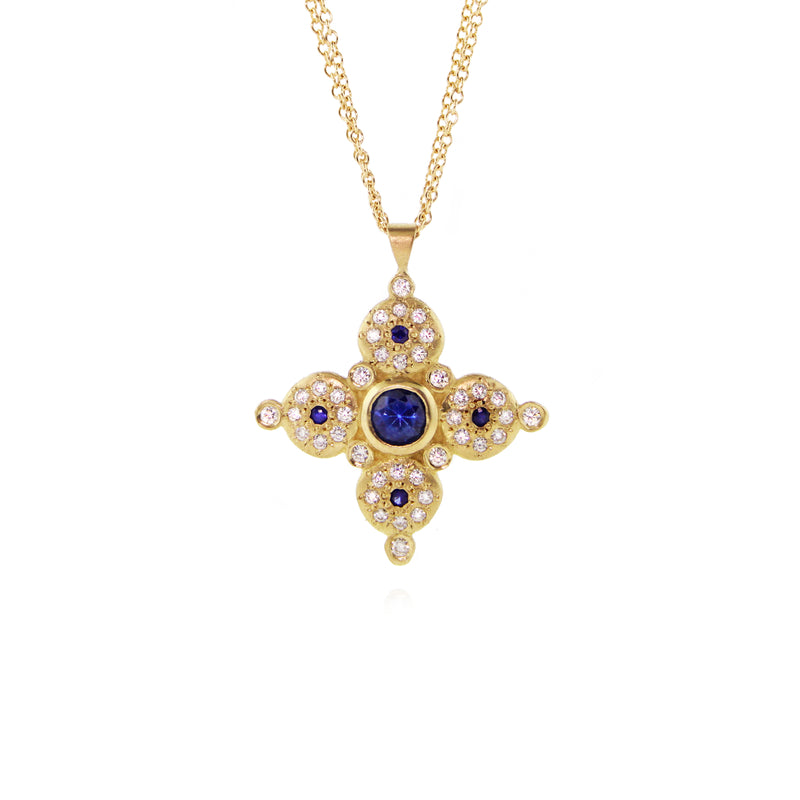 Hand-Engraved Sterling Silver Pink Sapphire & Diamond North Star 