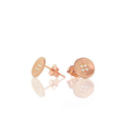 Gold Four Star Wave Charm Studs