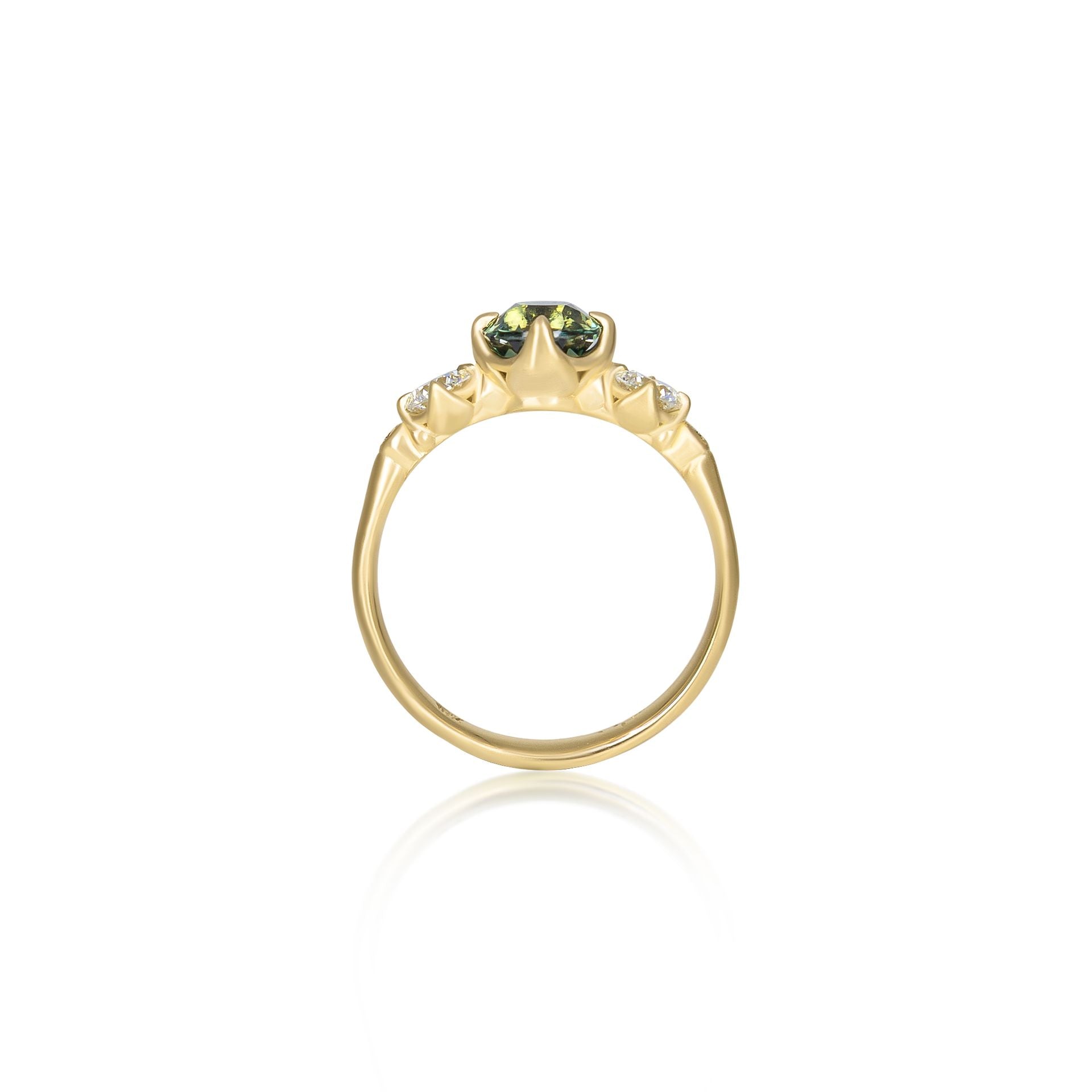 Green Sapphire Rambling Rose Ring - 1.52ct center