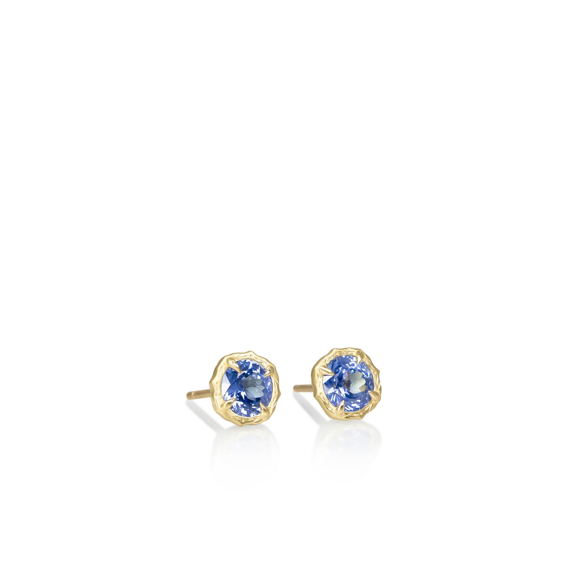 Blue Sapphire Lotus Studs