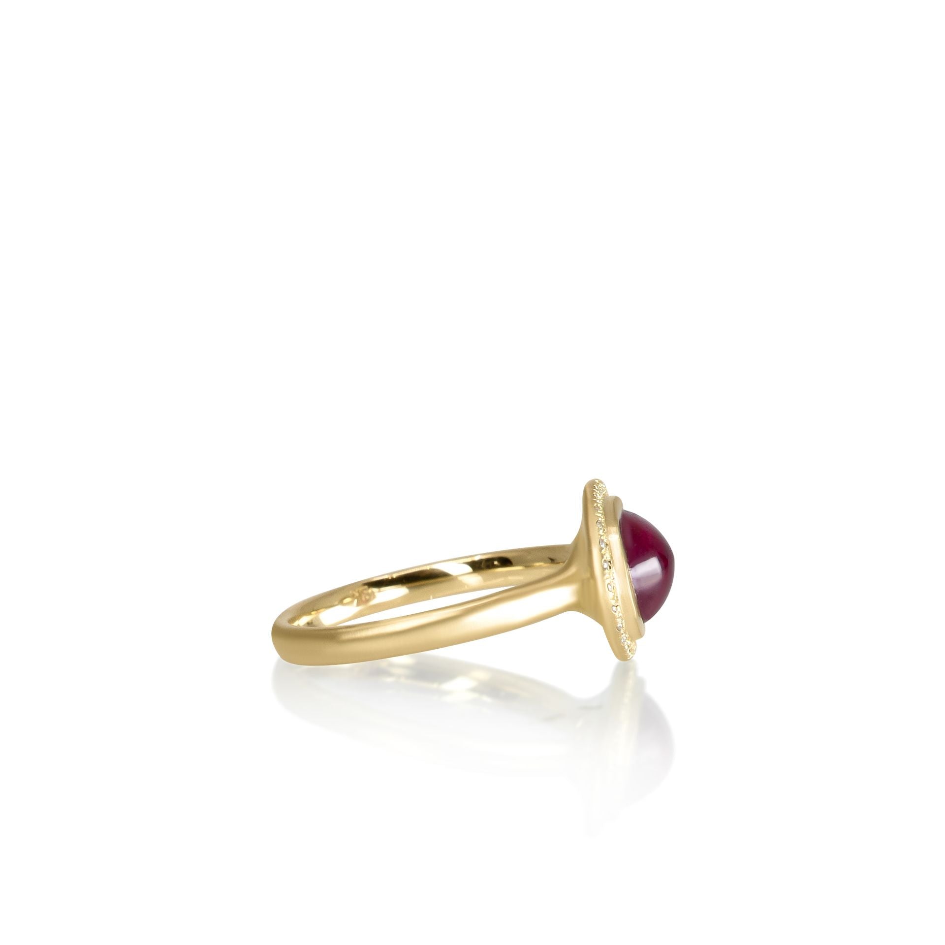 Ruby Cabochon Halo Ring