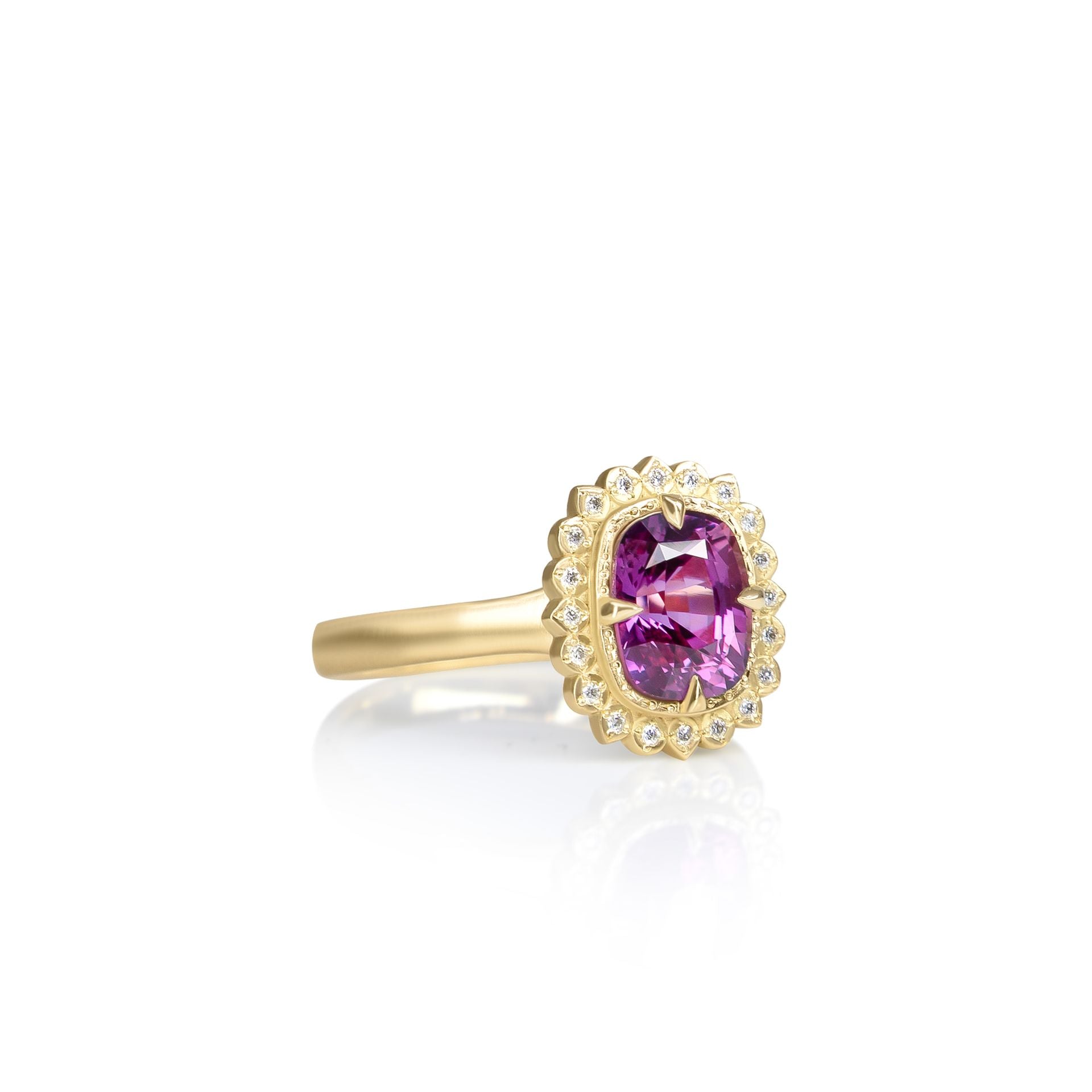 Pink Sapphire Cushion Flame Ring - 2.17ct