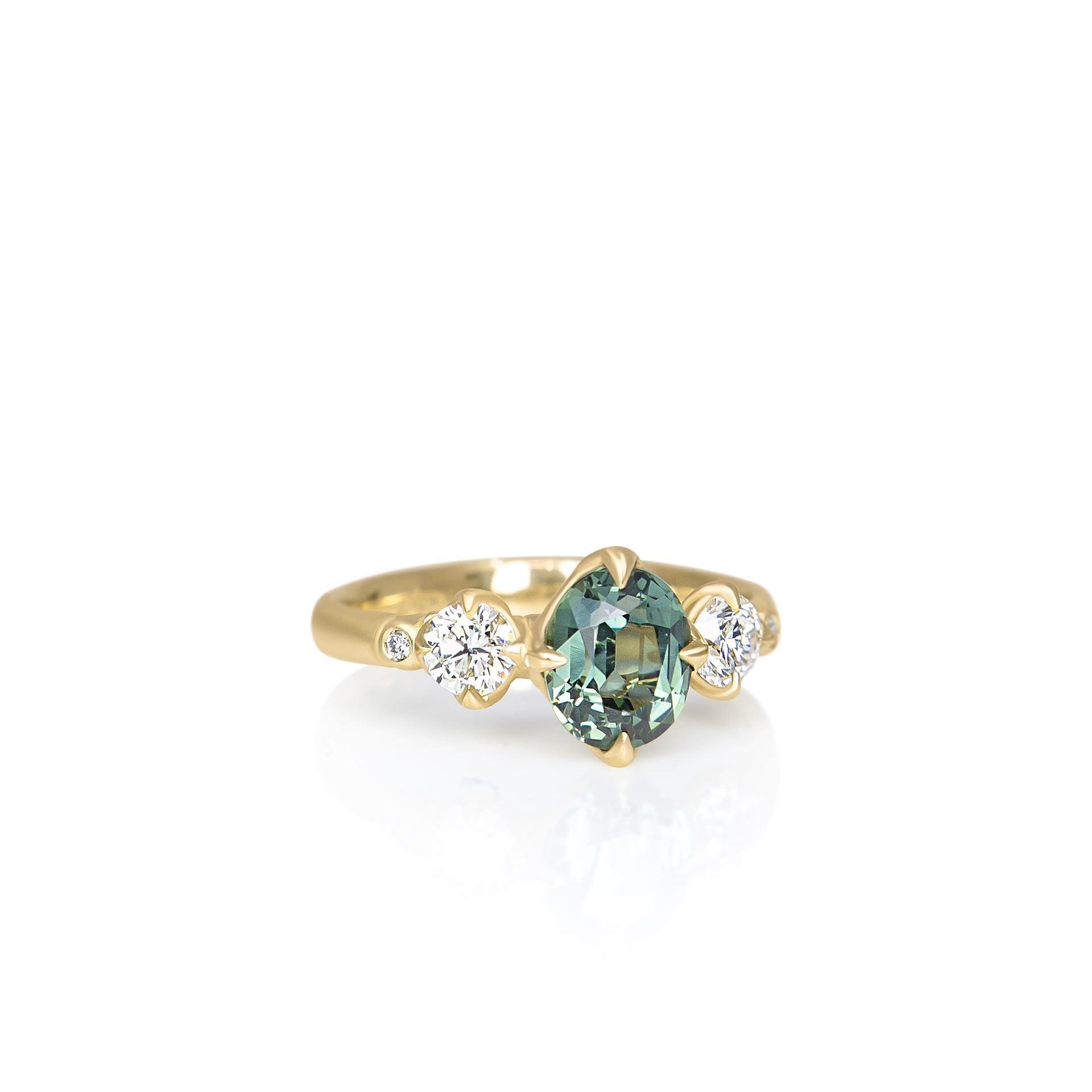 Green Sapphire Rambling Rose Ring - 1.52ct center