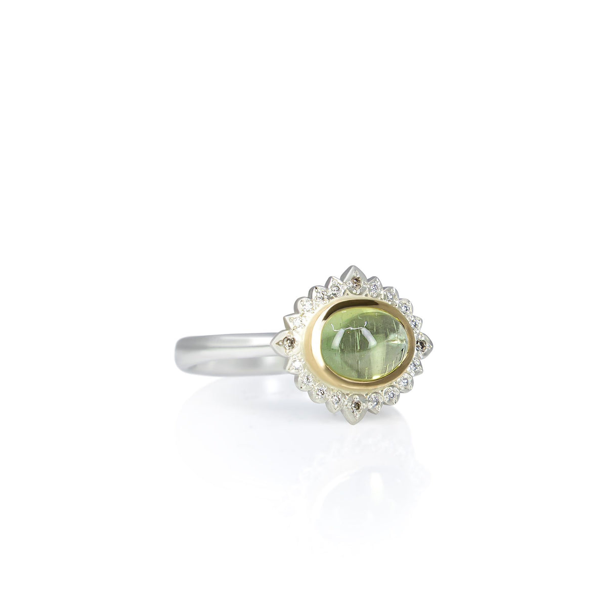 Tourmaline Two -Tone Flame Ring