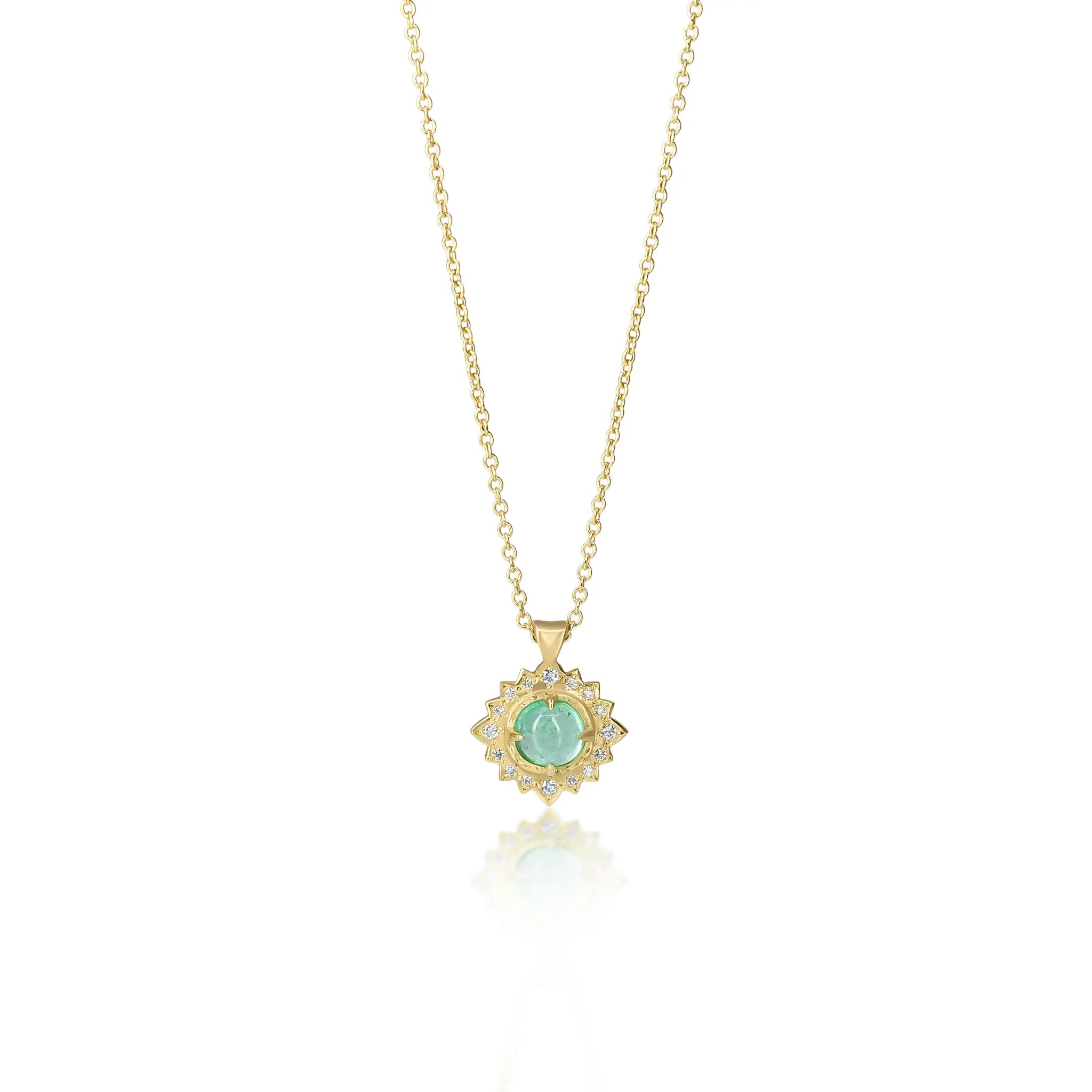 Round Emerald Flame Pendant