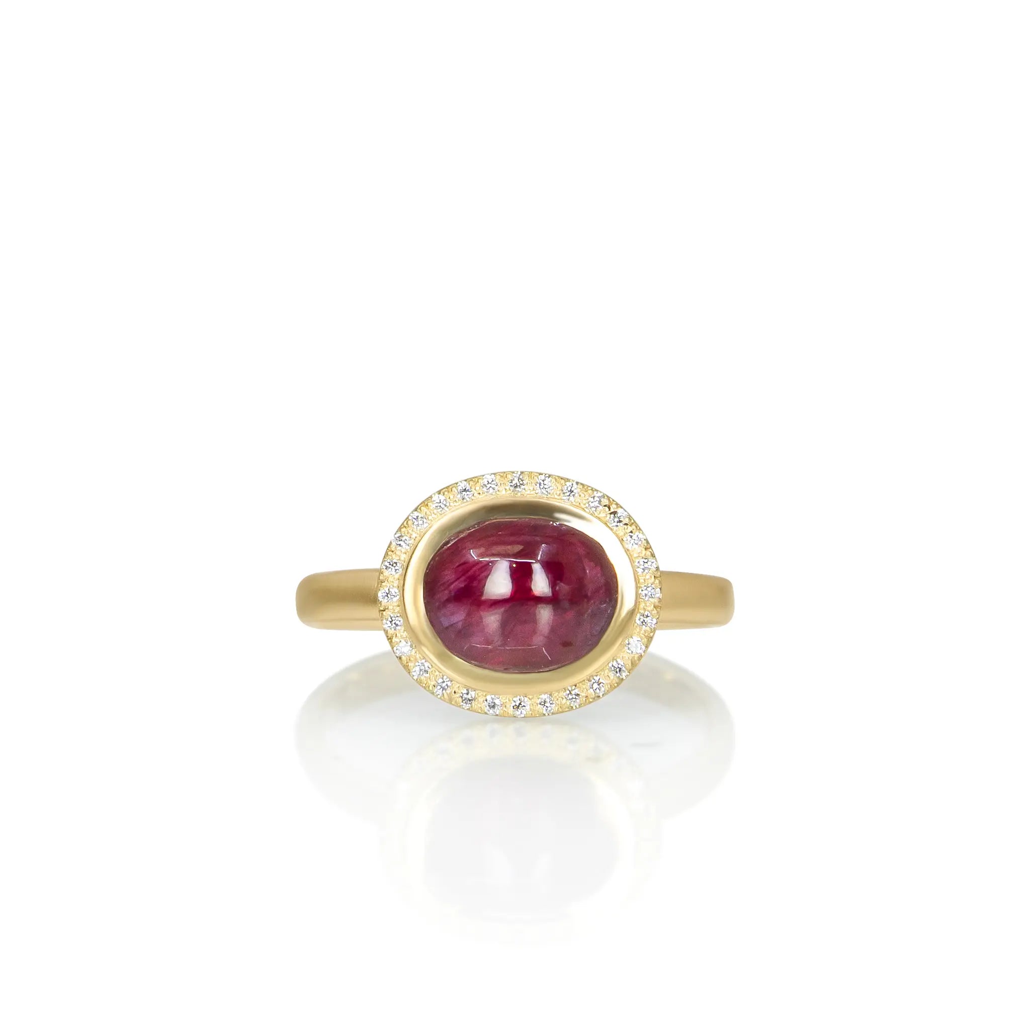 Ruby Cabochon Halo Ring