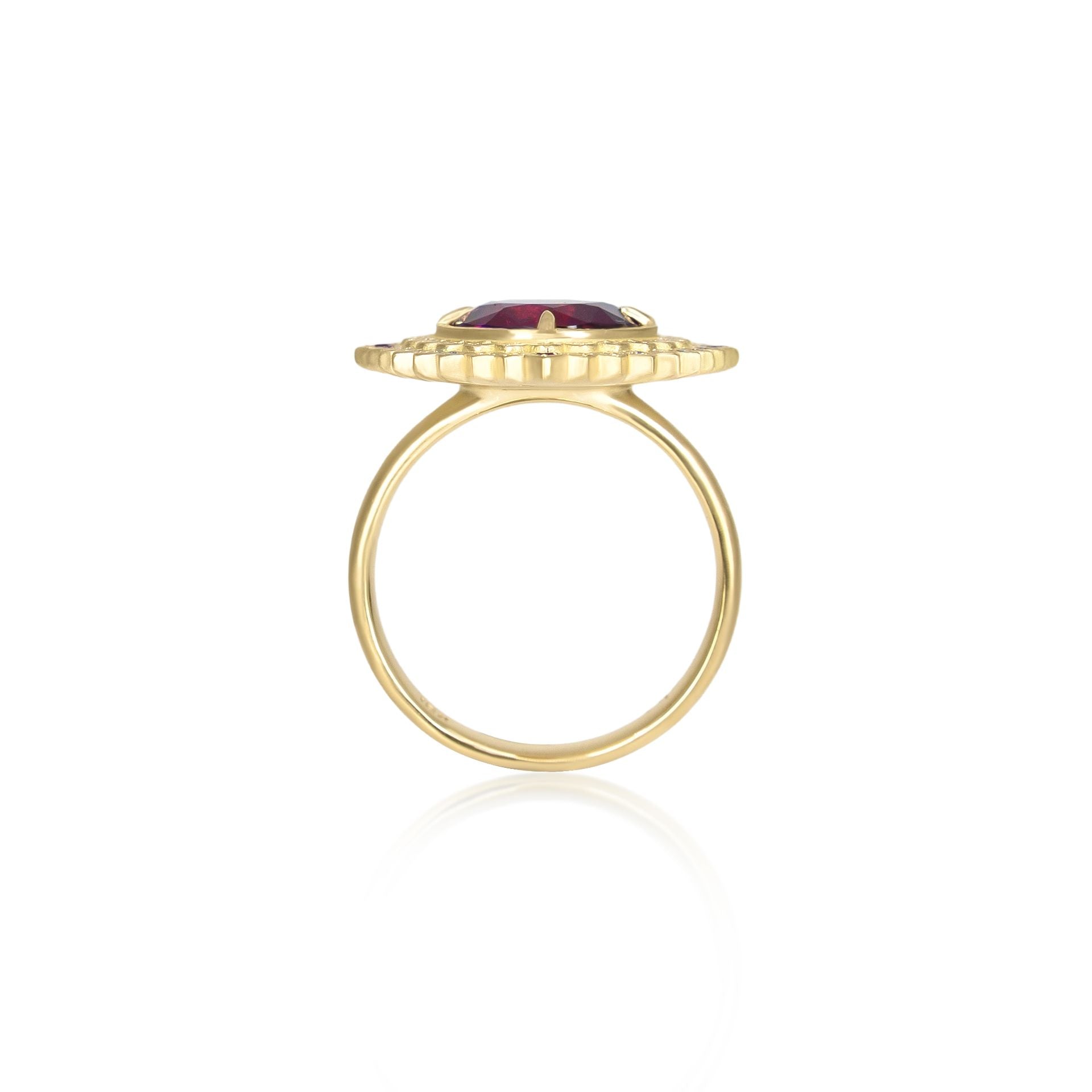 Rubellite Double Halo Flame Ring