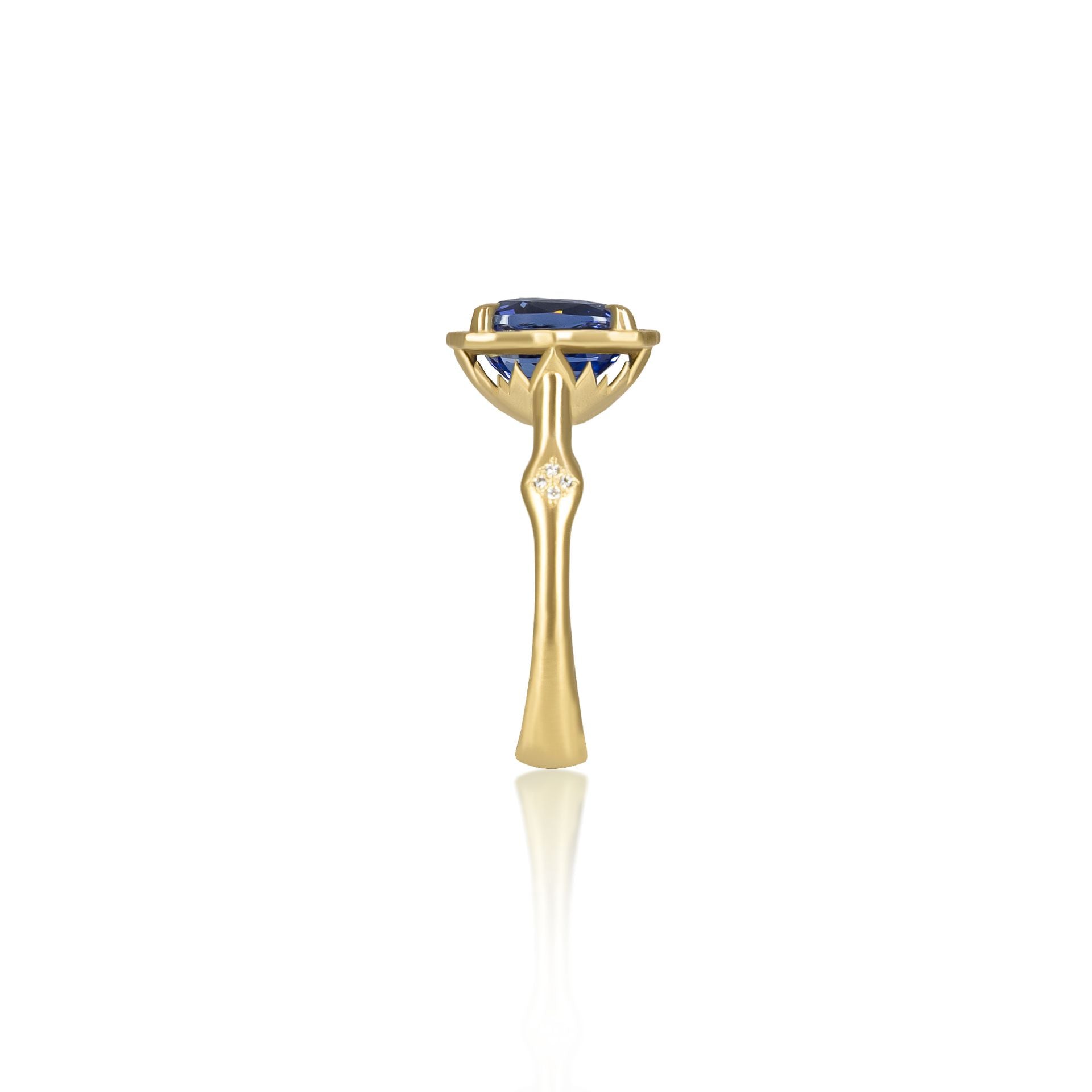Cushion Sapphire Rosebud Ring - 4.07ct