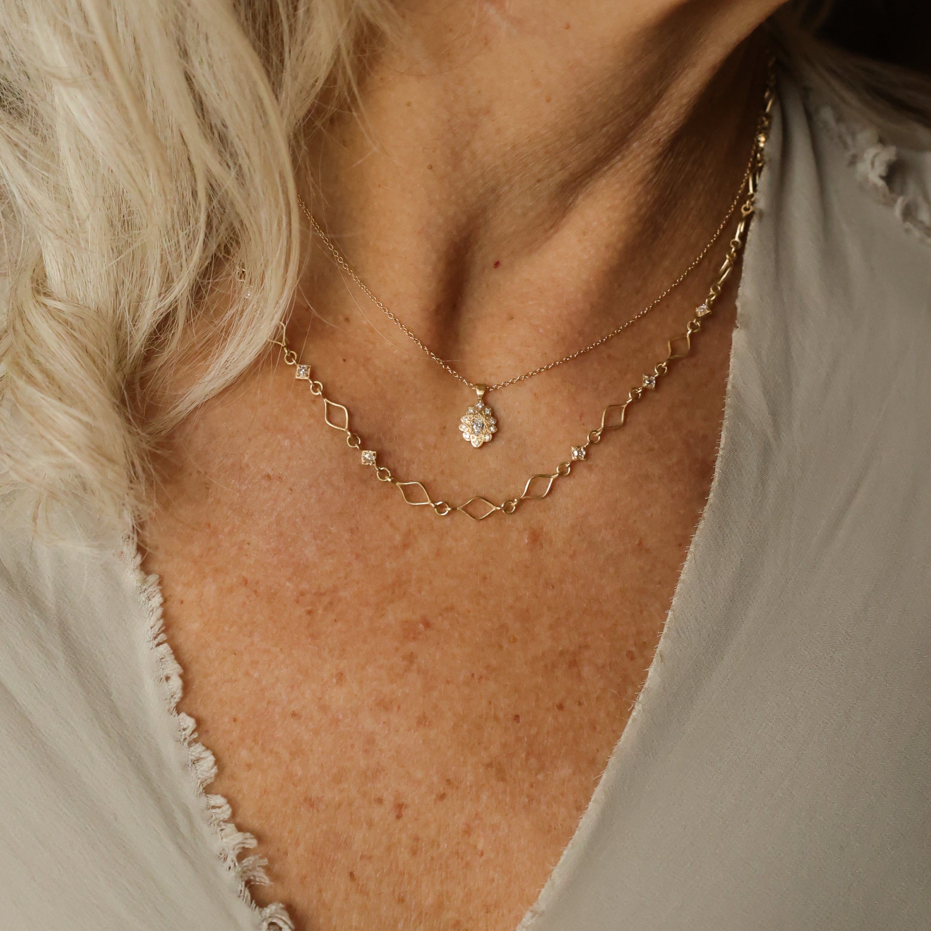Oval Moonflower Charm Pendant