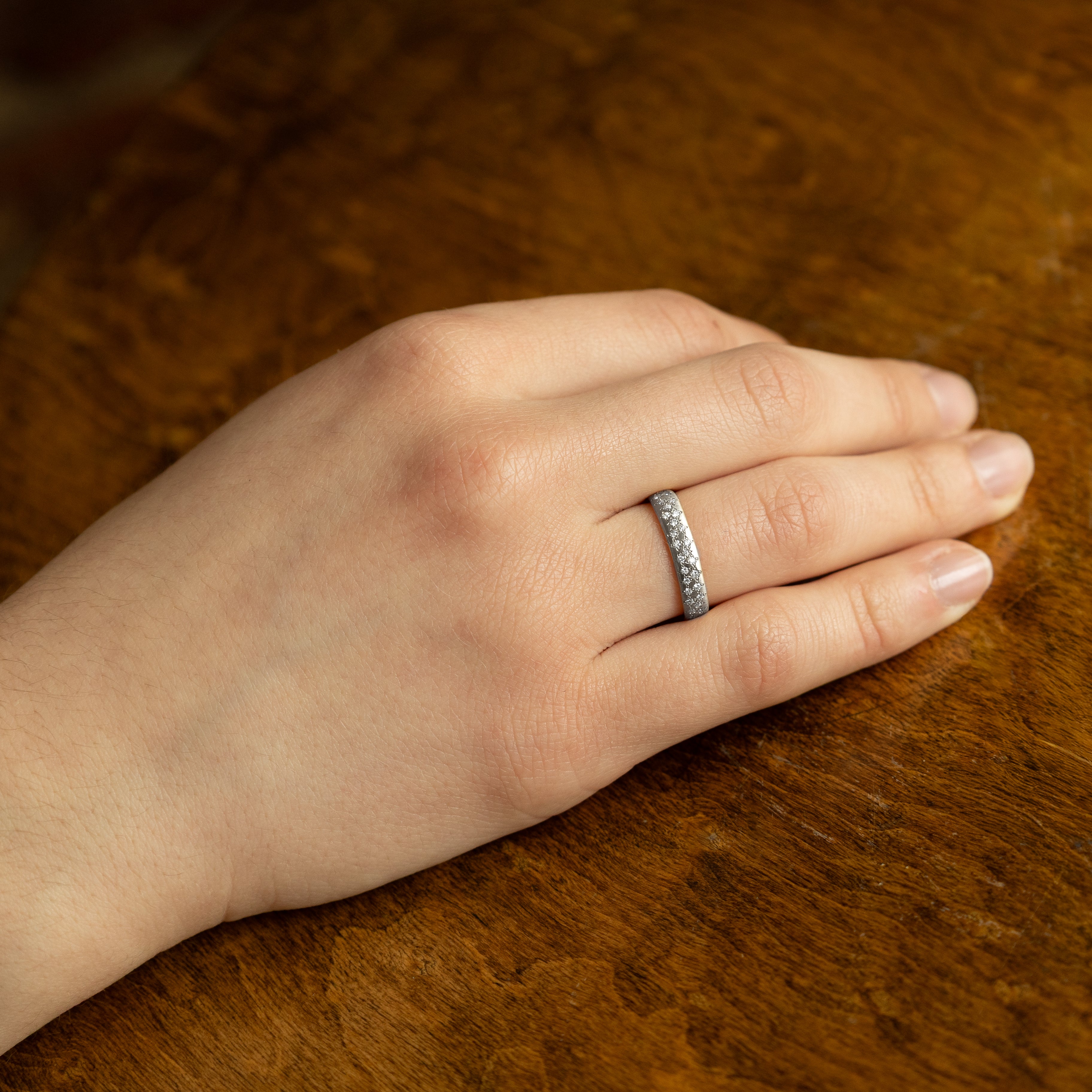 Wavy Pave Band in Platinum