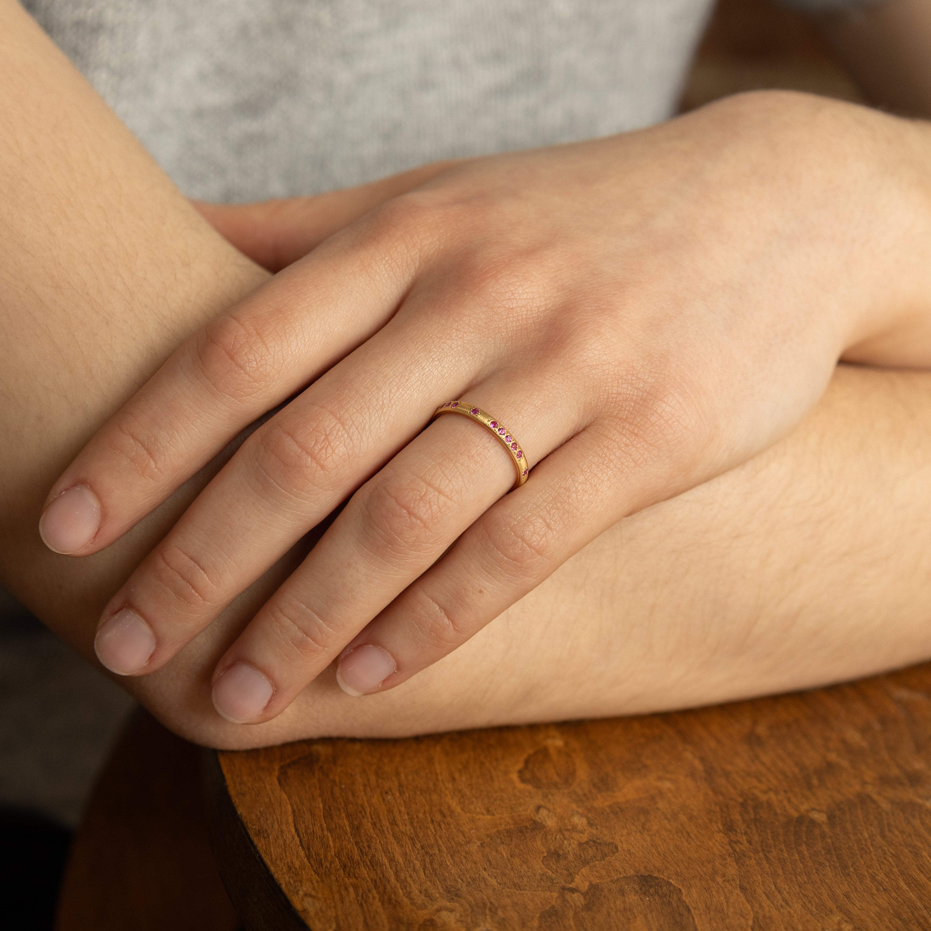 Pink Sapphire Rounded Thin Band