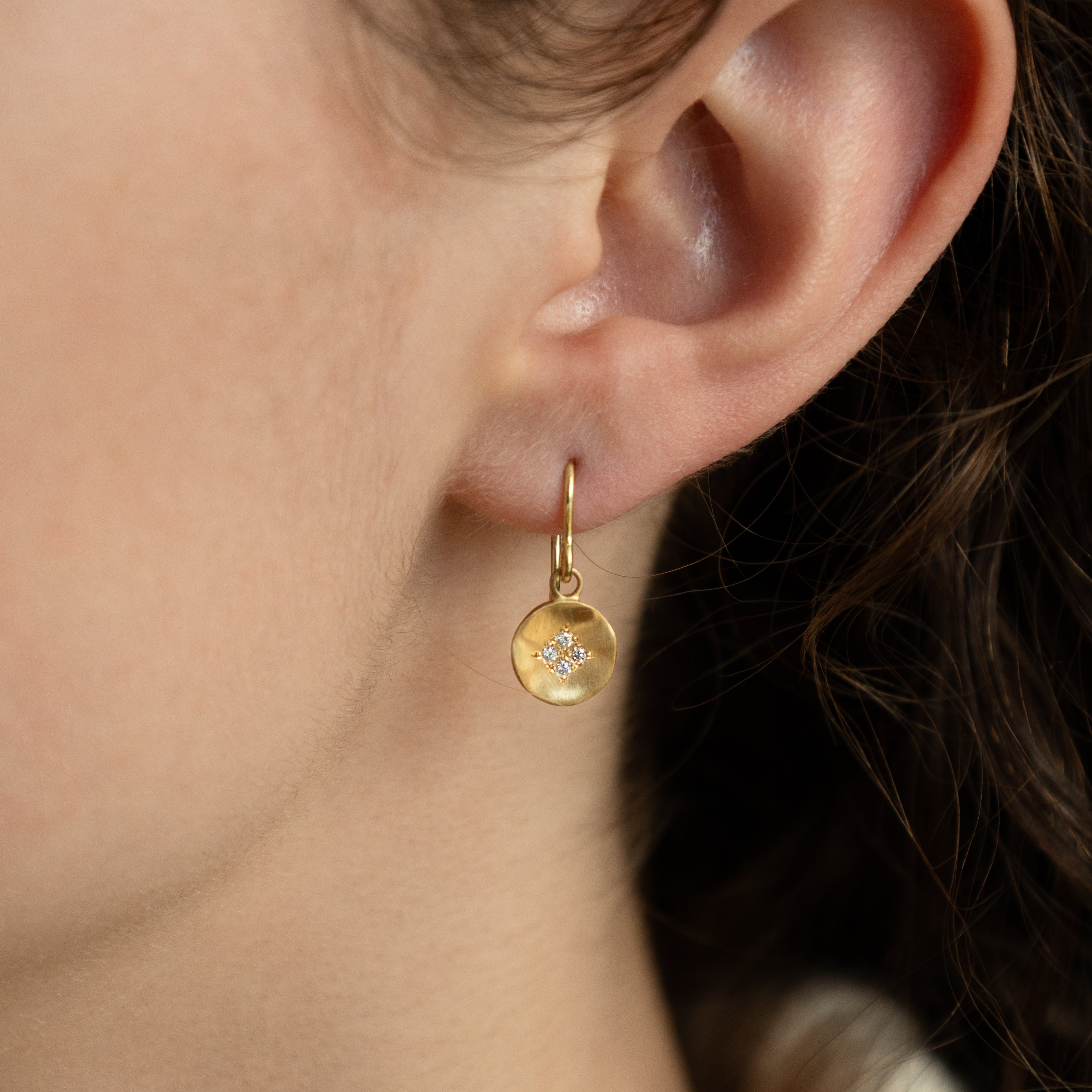 Diamond Four Star Wave Charm Earrings