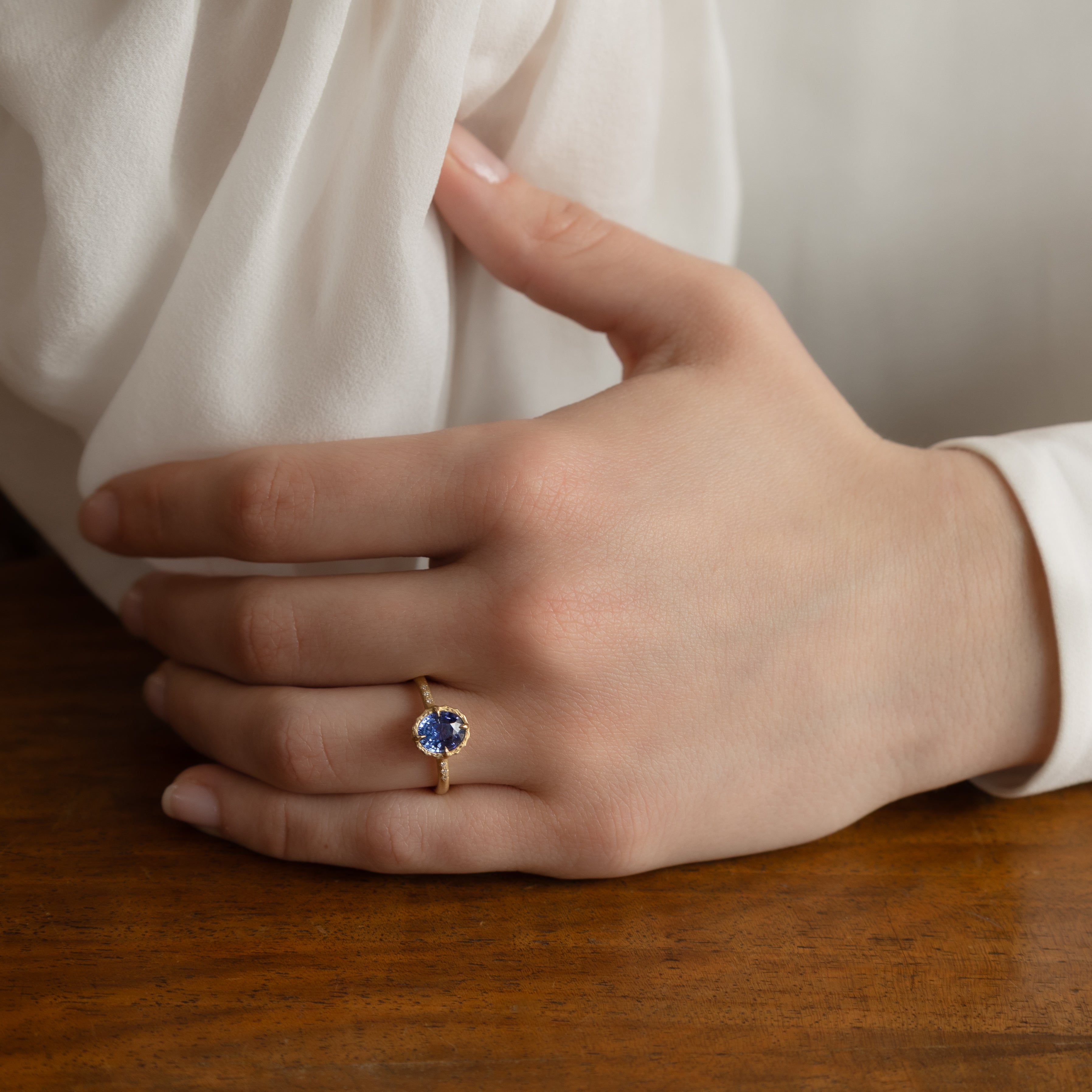 Oval Sapphire Lotus Ring - 1.62ct