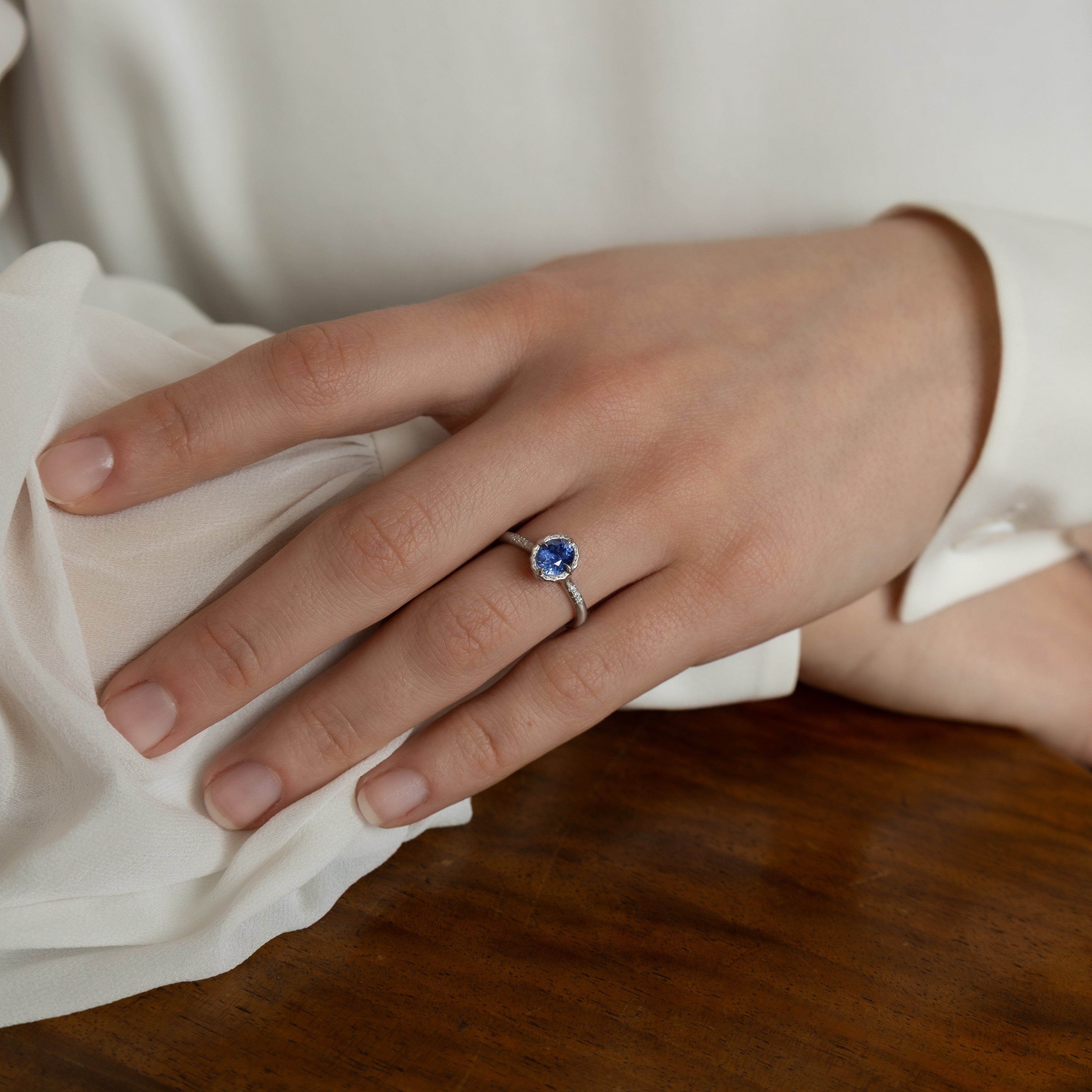 Oval Sapphire Lotus Ring - 1.21ct