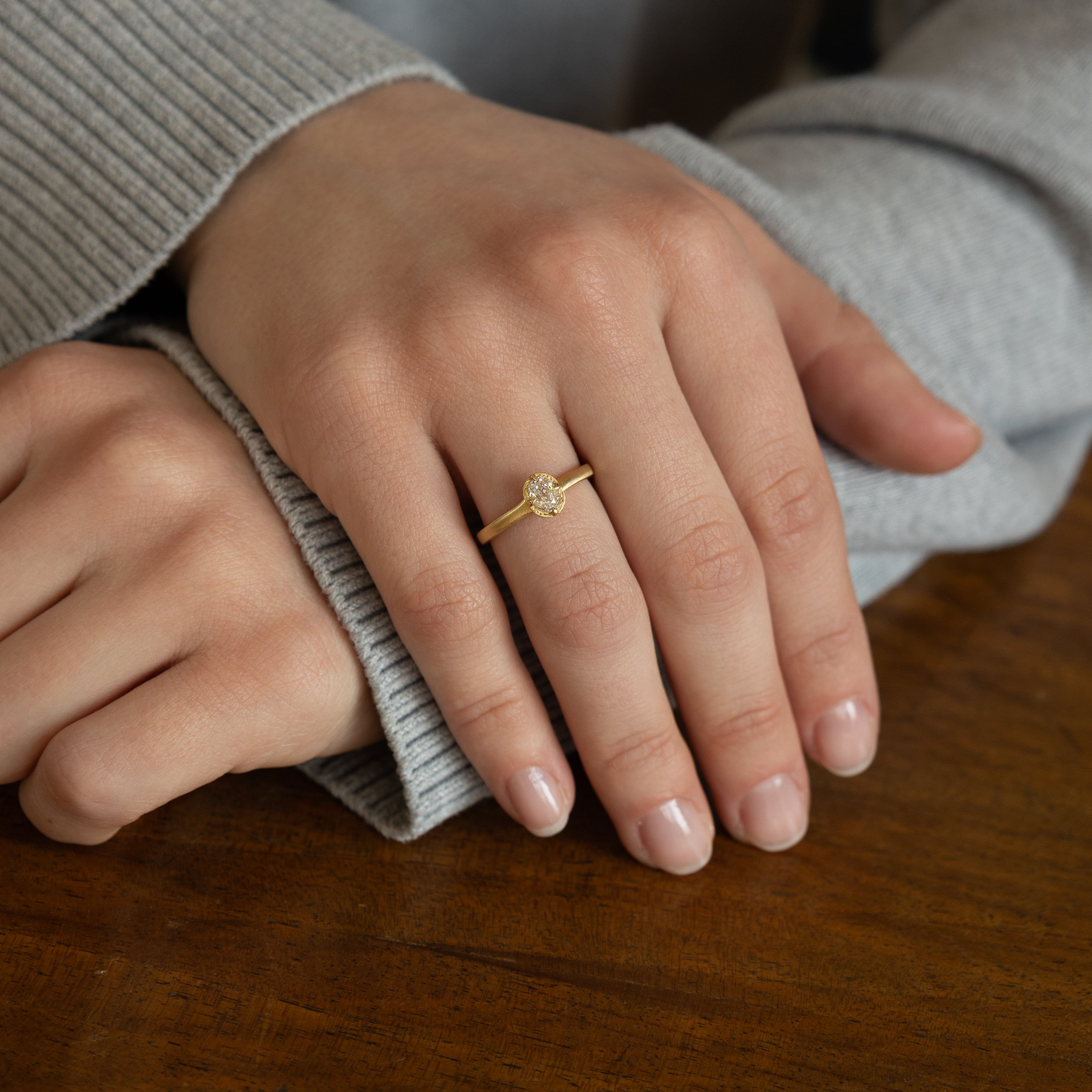 Stackable Old Mine Diamond Ring